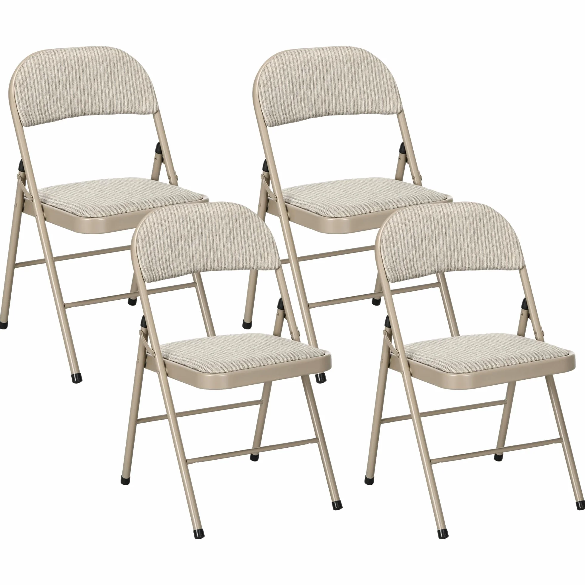 HOMCOM Juego de 4 Sillas Plegables Acolchadas con Respaldo y Estructura de Acero, 45x46x78 cm, Beige