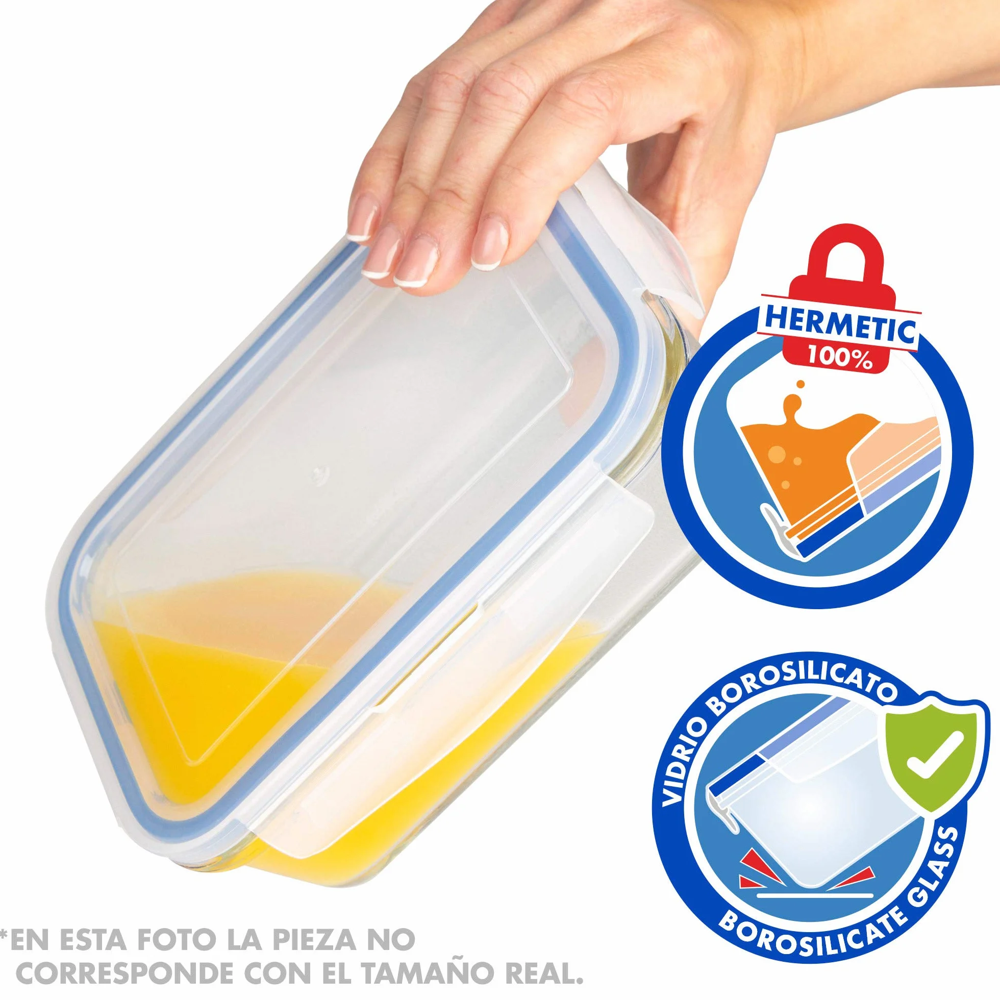 Pack 6 Recipientes Herméticos de Vidrio, táper Cristal Apto para Microondas, 800 ml, Envases para Comida con Cierre