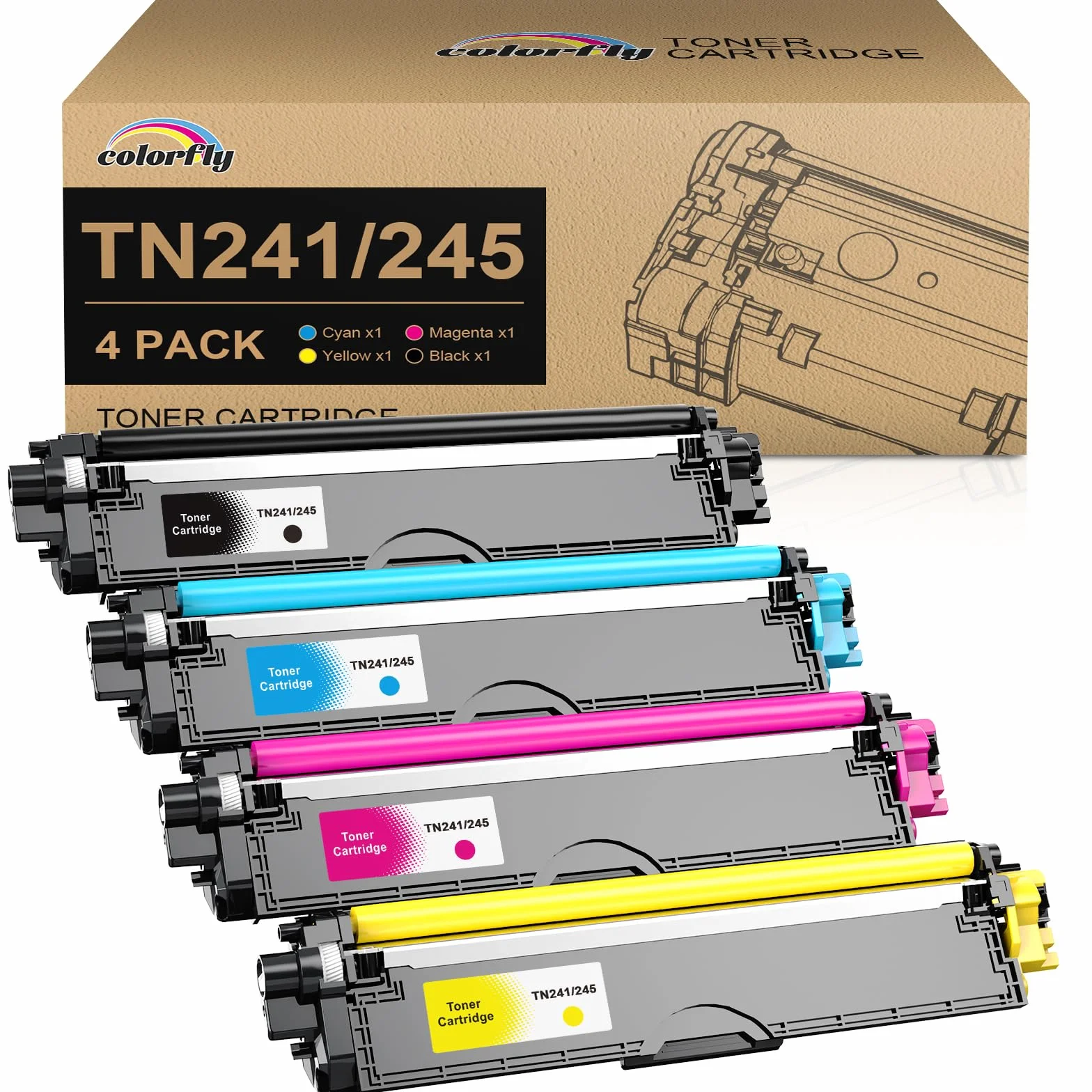 colorfly TN241 TN245 Toner TN 241 Cartucho de Toner Compatible para Toner Brother TN241 TN245 para Brother DCP-9020CDW DCP-9015CDW HL-3140CW MFC-9330CDW MFC-9340CDW MFC-9140CDN HL-3150CDW HL-3170CDW
