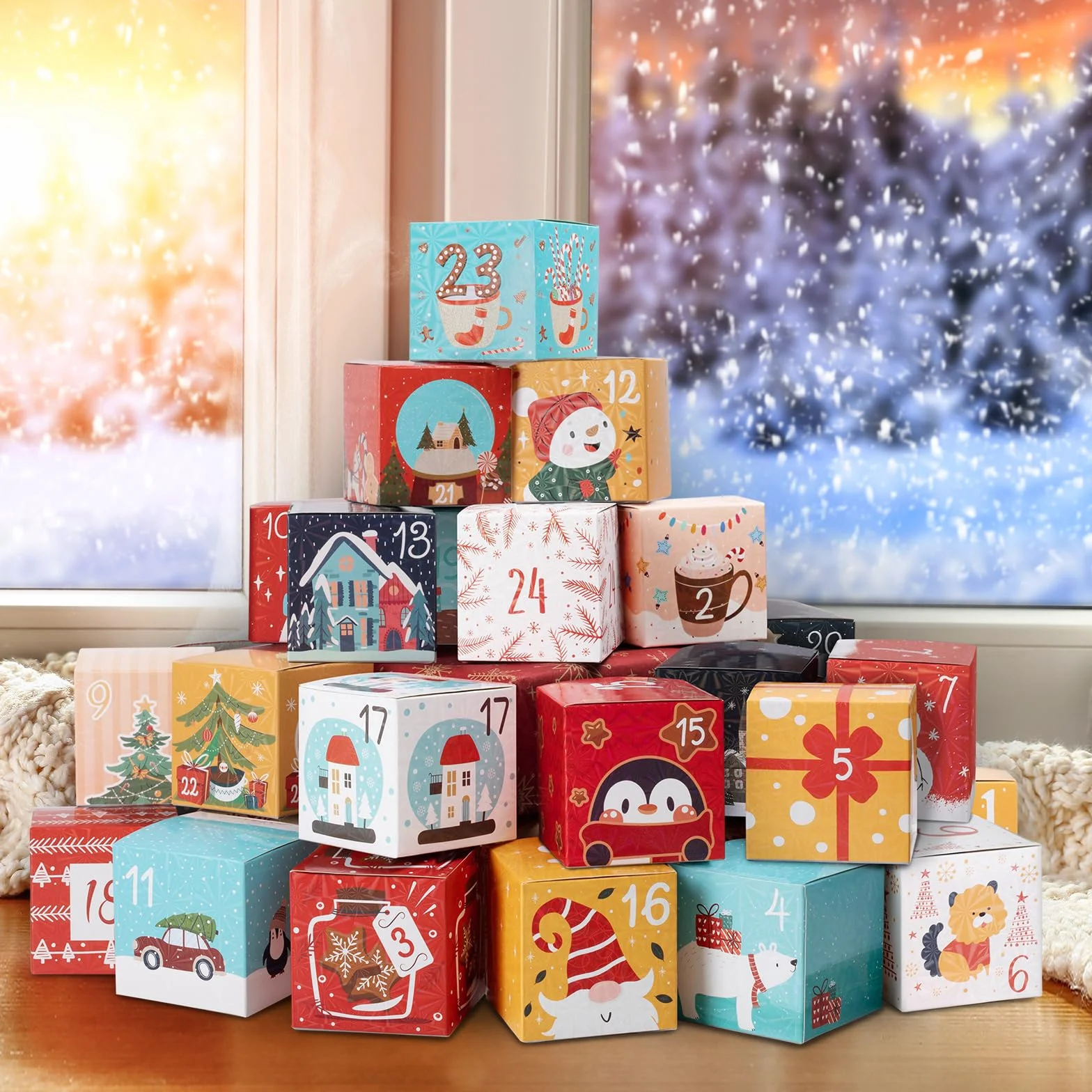 Calendario de Adviento DIY Vacío con Números 24 Cajas Personalizable Navidad 2025