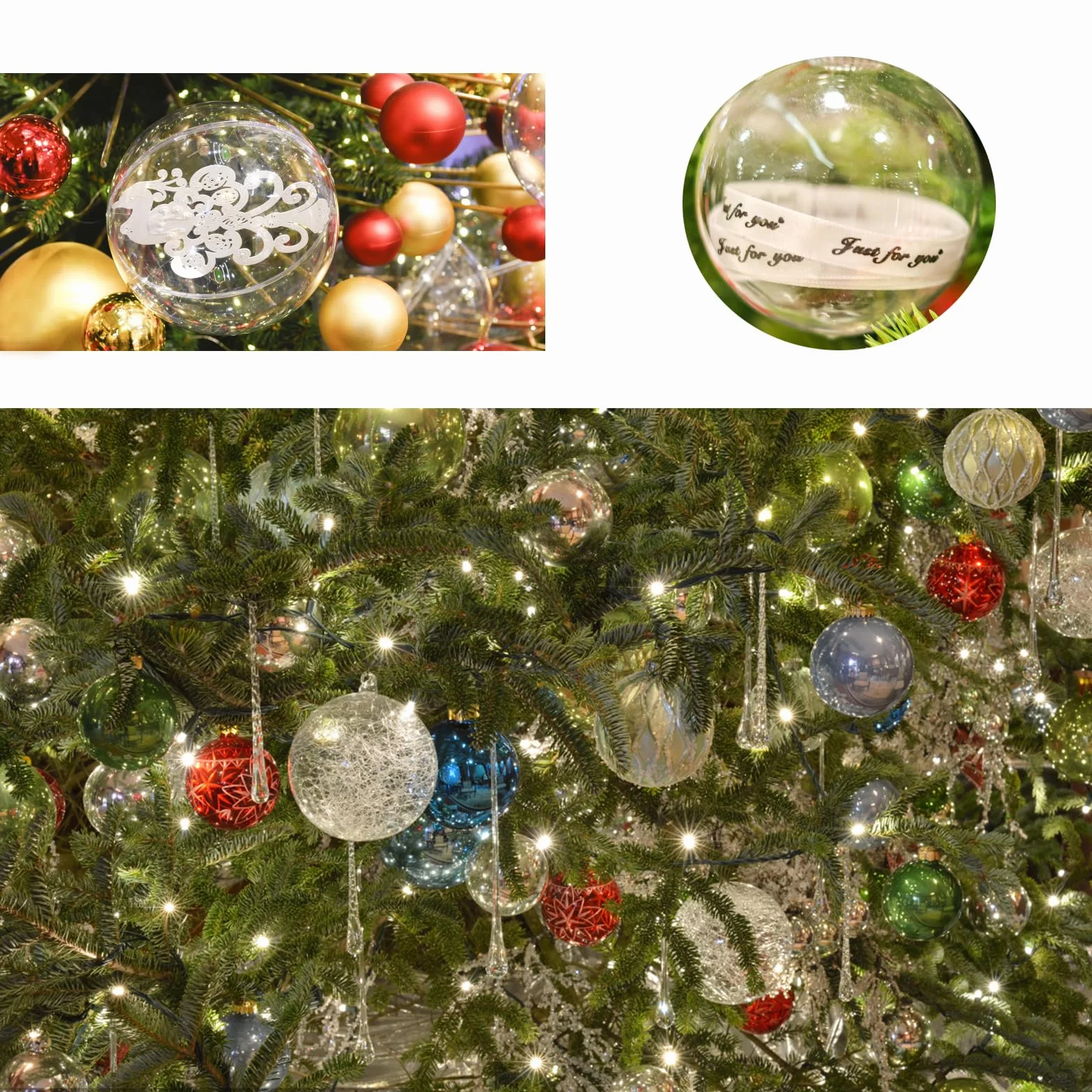 Bolas Acrílicas Transparentes Rellenables, 30 Piezas Plástico para Decoración Navidad Bodas Fiestas