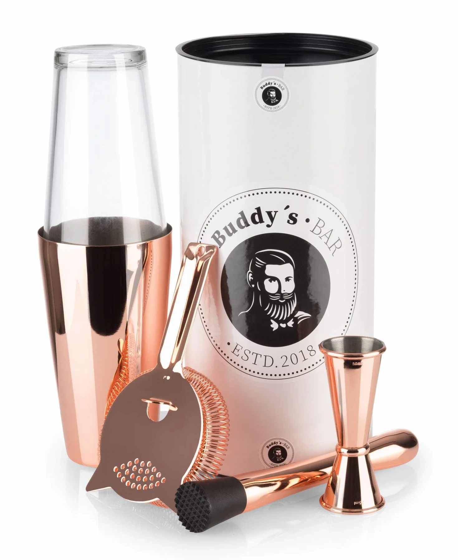 Boston Cocktail-Shaker Bar-Set 700 ml Cobre Pulido Juego de Barra con Caja de Regalo