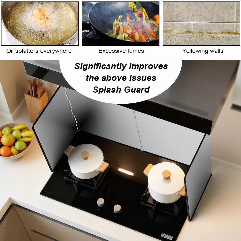 Protector Salpicaduras Cocina Plegable 4 Lados Panel Antisalpicaduras 76x29x30cm
