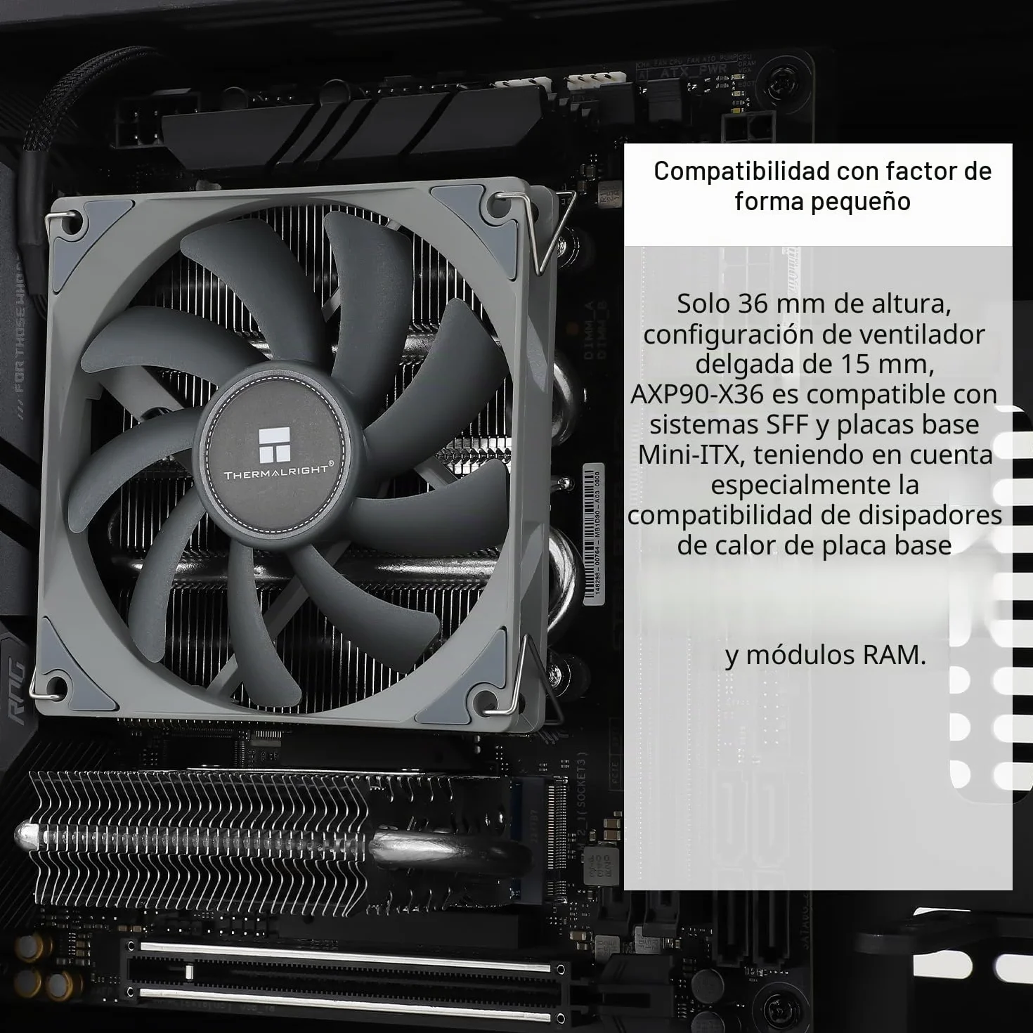 TR-Thermalright AXP90 X36 Refrigerador de CPU - 4 Tubos de Calor, Ventilador Silencioso de 92mm de Bajo Perfil-2700rpm, para AMD AM4/AM5, Intel LGA1851/1700/115x/1200, Refrigerador de PC de Bajo