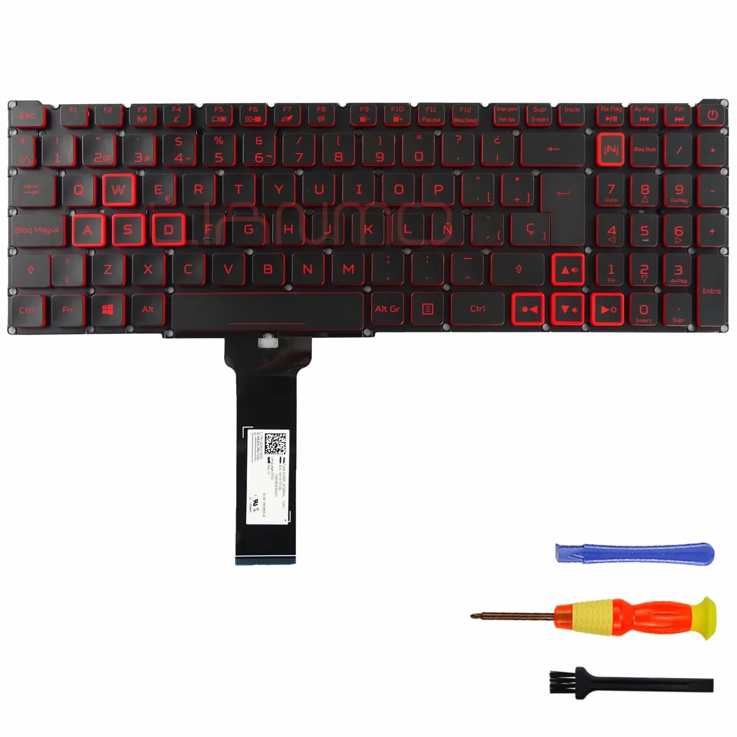 Teclado de Repuesto Retroiluminado con Distribución en Español para Acer Nitro 5 N20C1 N18C3 N18C4 LG05P_N90BRL NKI15130NG NKI151315D AN515 AN517-51 AN517-52 AN715-51