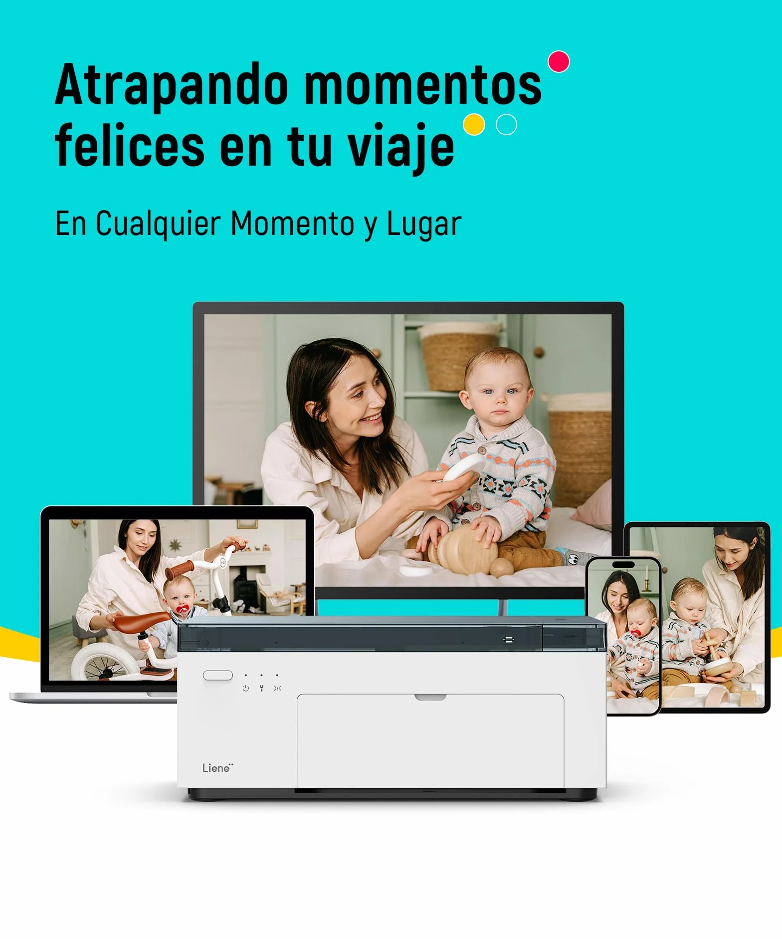 Liene Amber M100 Impresora Fotográfica, 10 X 15 WiFi Impresora Fotográfica Instantánea para PC/iPhone/Android, con 20 Papeles Fotográficos/Cartucho, Impresión a Sublimación, 300DPI, Impresora Móvil