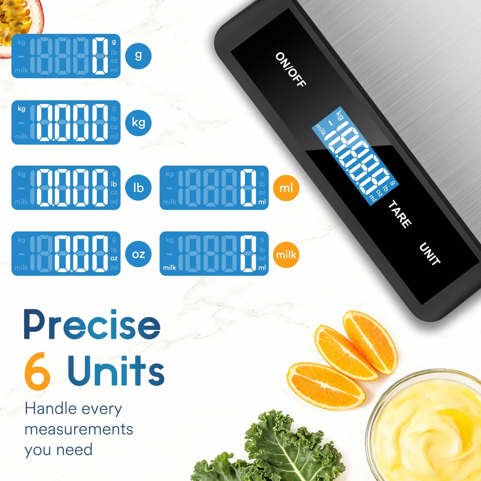 Zivacate Báscula Cocina Digital 5kg/11 lb Precisión 1 g/0,05 oz Acero Inoxidable con Función de Tara