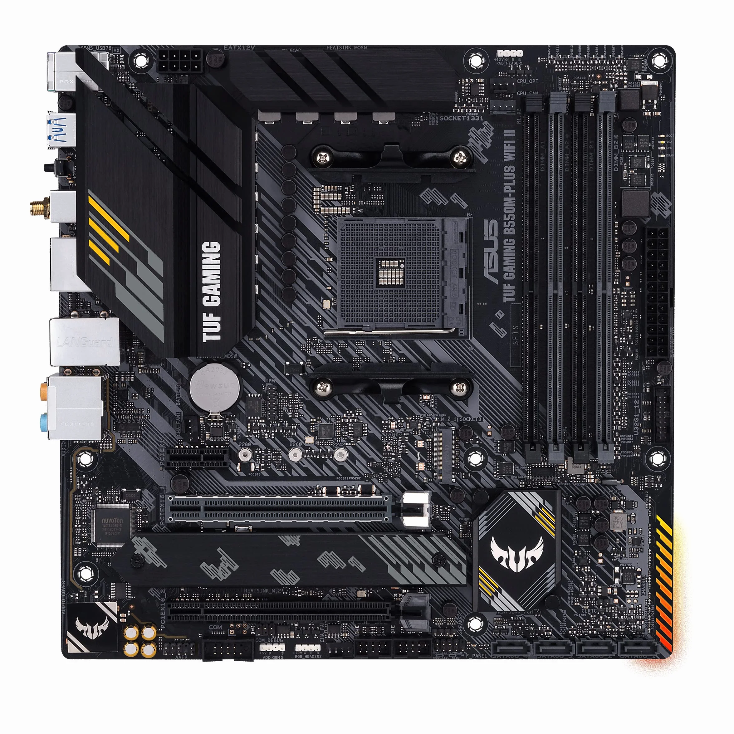 ASUS TUF Gaming B550M-PLUS WiFi II - Placa Base de Gaming Micro-ATX AMD (PCIe 4.0, 2X M.2, VRM de 10 etapas, Wi-Fi 6, 2.5 GB Ethernet, HDMI, DP, USB 3.2 Gen. 2 de Tipo A y C, Aura Sync RGB), B550 II