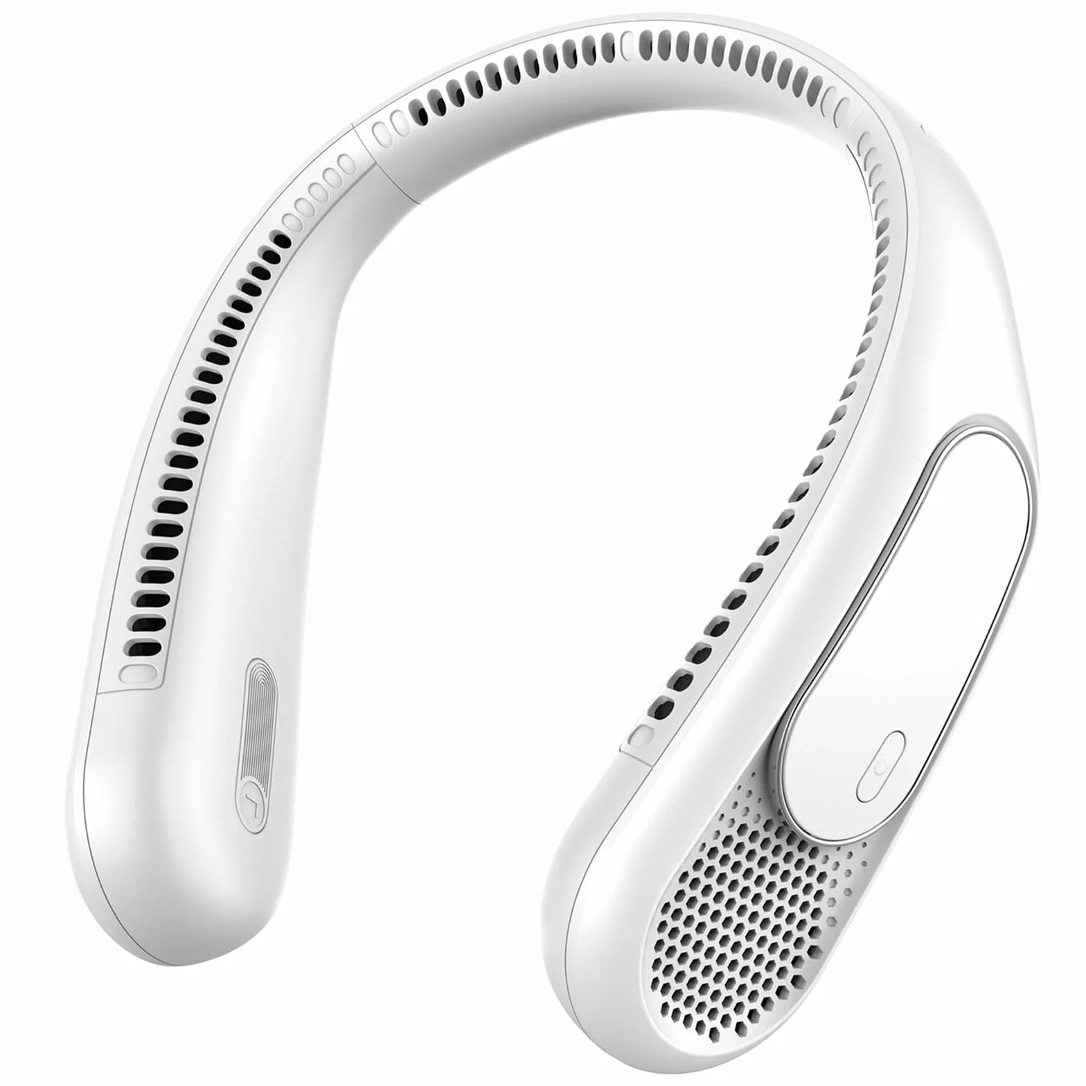 Ventilador de Cuello Bladeless 6000mAh, Ventilador Portátil Cuello USB Recargable con 4 Velocidades para Hombre y Mujer, Ideal para Viajes, Deportes, Trabajo y Uso Interior/Exterior（Blanco）