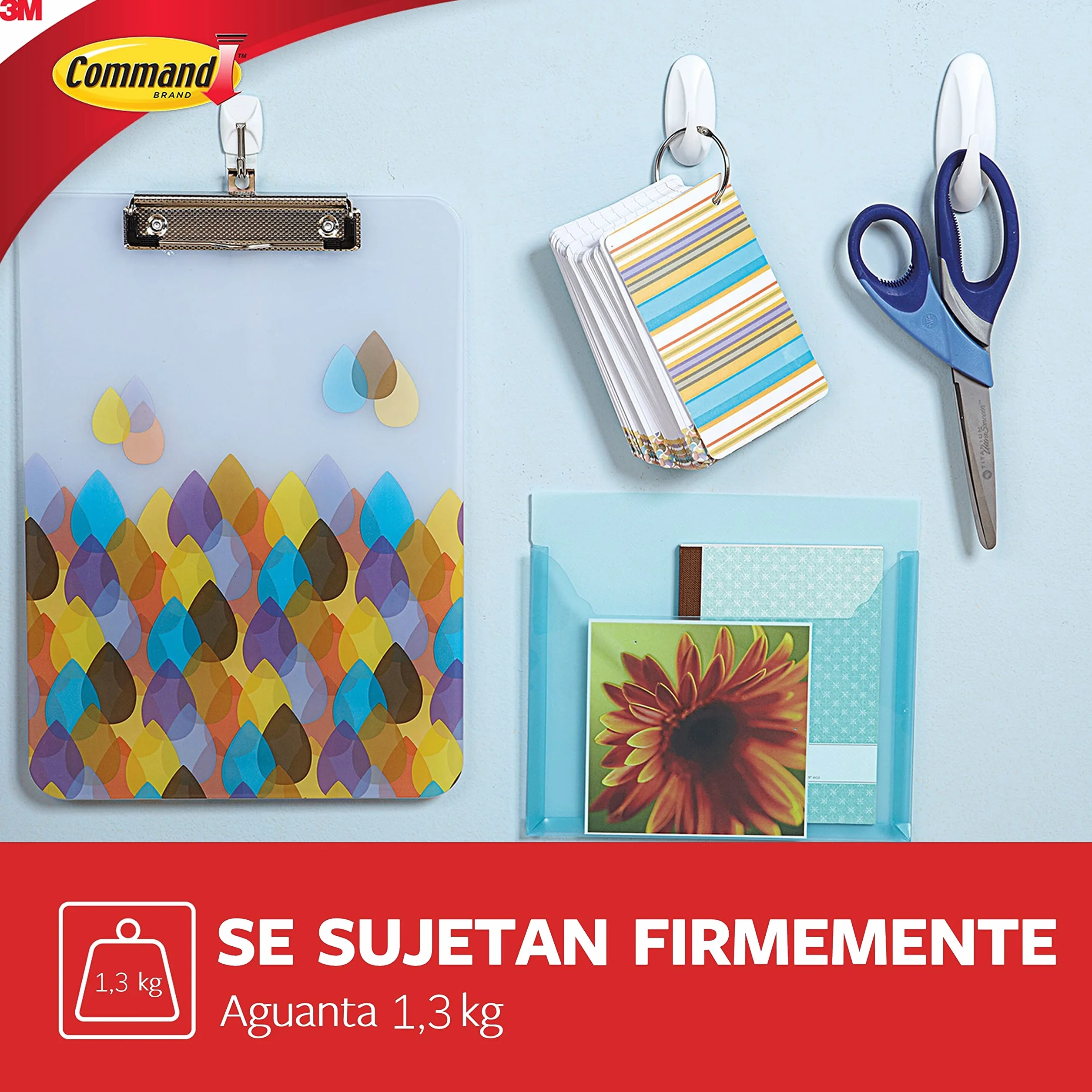 Command Ganchos de Diseño Medianos Blanco 6 Ganchos 9 Tiras Medianas Interior