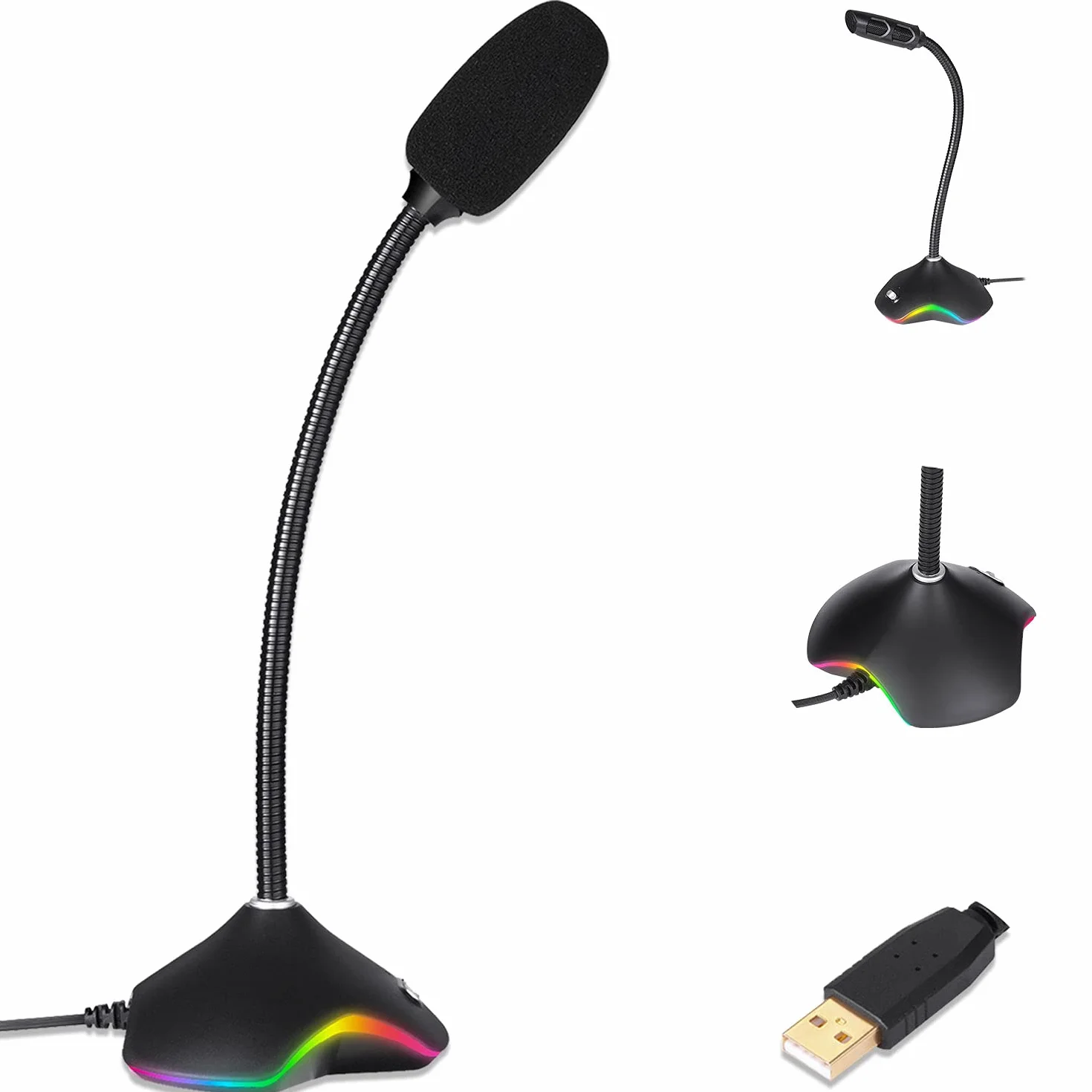 KLIM Rhapsody Micrófono PC RGB - Micrófono USB para PC - Mejor Calidad de Sonido - Grabación y Reconocimiento de Voz, Streaming, Youtube, Podcast - Gaming Windows Mac PS4 PS5