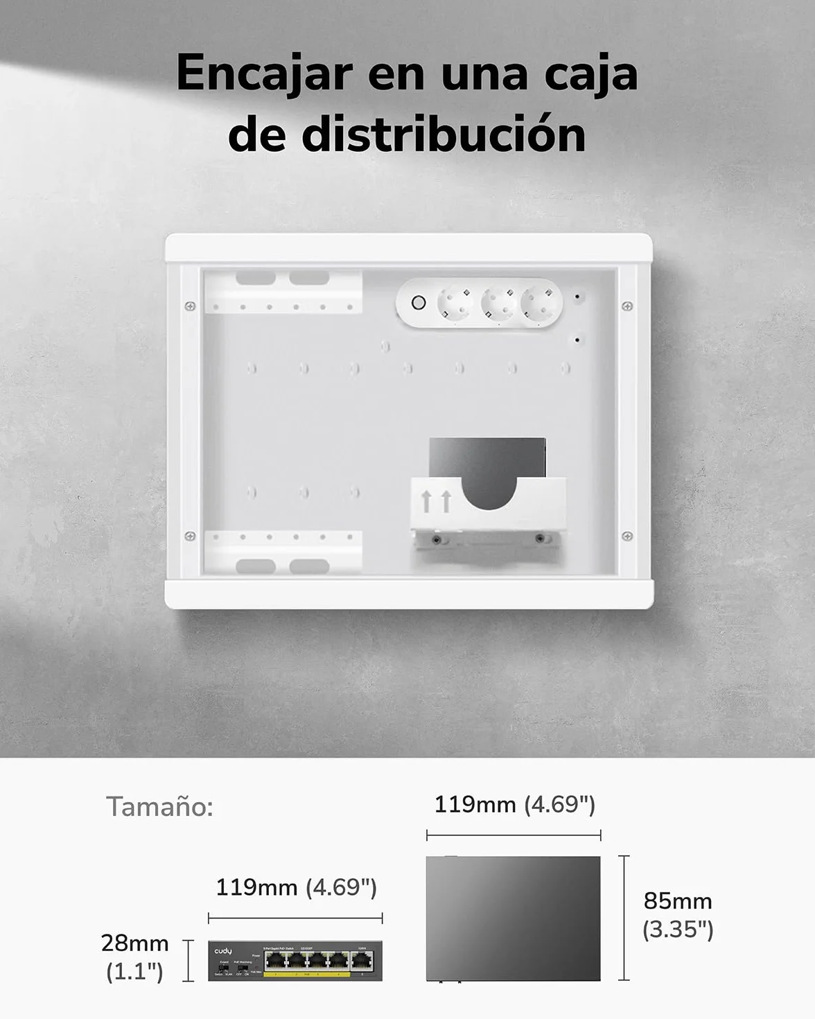 Cudy GS1005P - Conmutador Ethernet Gigabit (5 Puertos PoE+ 60 W, 4 Puertos 10/100/1000 Mbps, PoE+, Switch Unmanaged, Sin alimentación Adicional, 802.3af/at