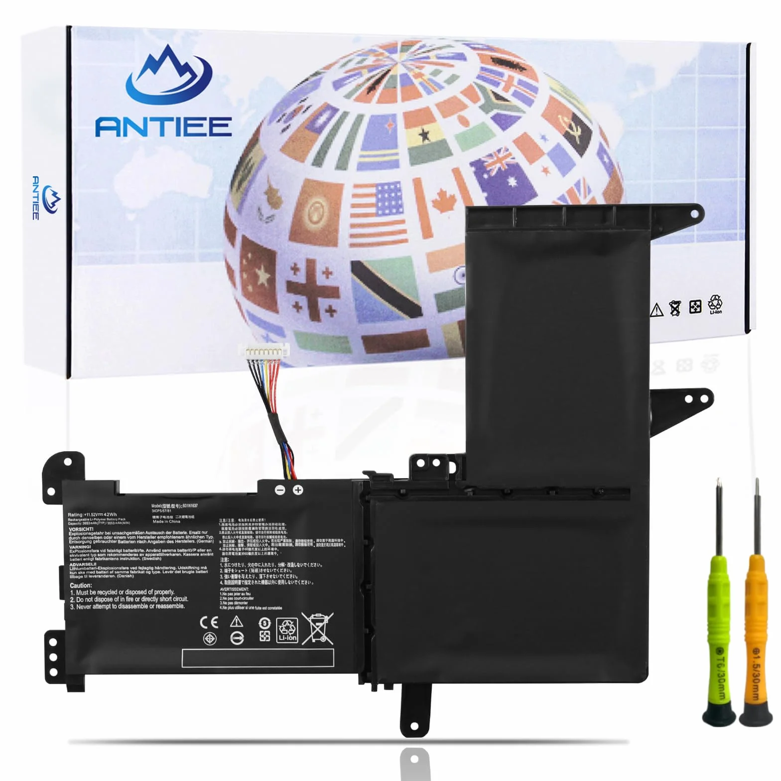 ANTIEE B31N1637 Laptop Batería Compatible with ASUS VivoBook X510 X510U X510UQ X510UA X510UAR X510UF VivoBook S15 S510U S510UF S510UQ S510UN S510UR S510UA F510 F510U F510UA F510UQ