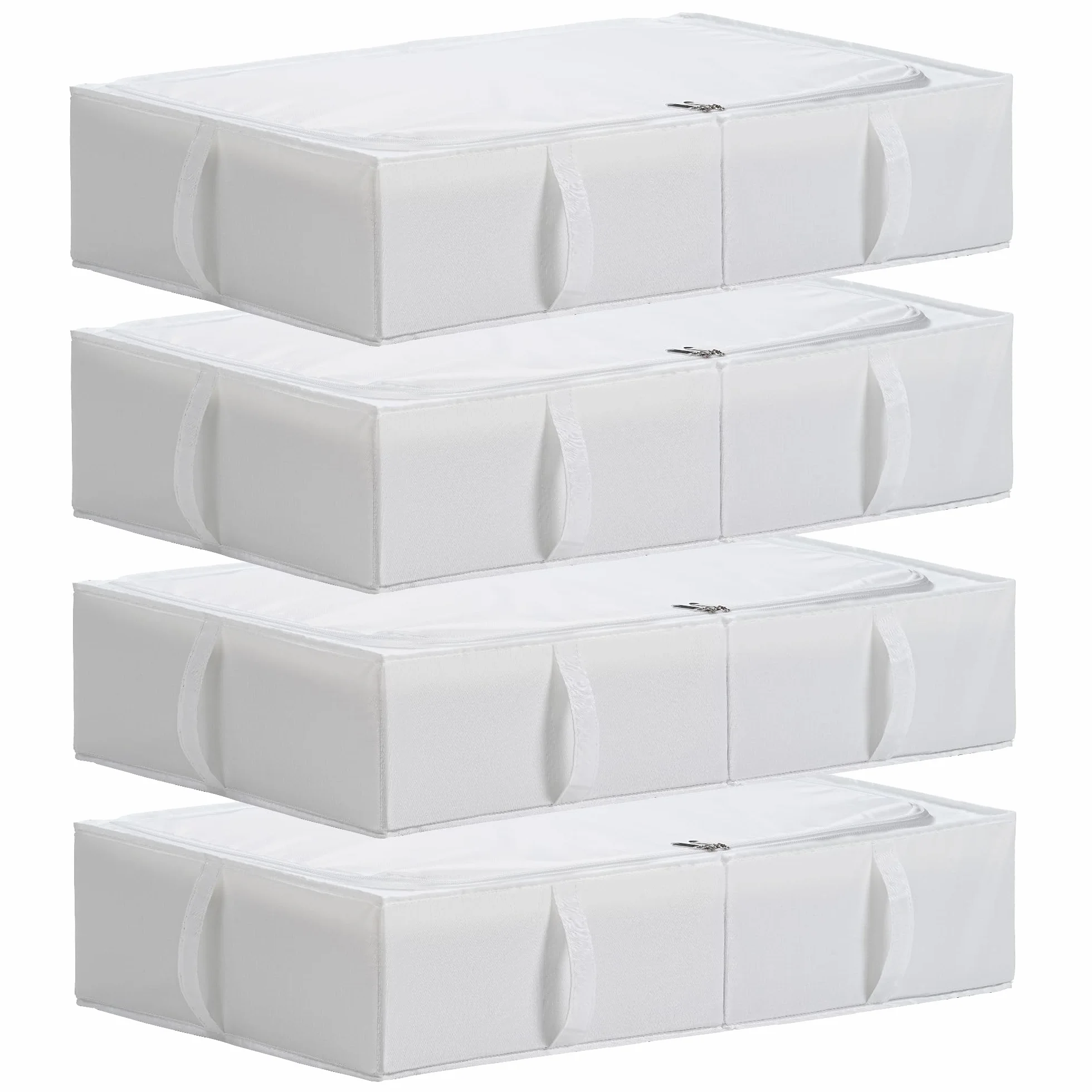 TYEERS Caja de Almacenaje Bajo la Cama con Tapa 70x42x18 cm Paquete de 4 Blanco
