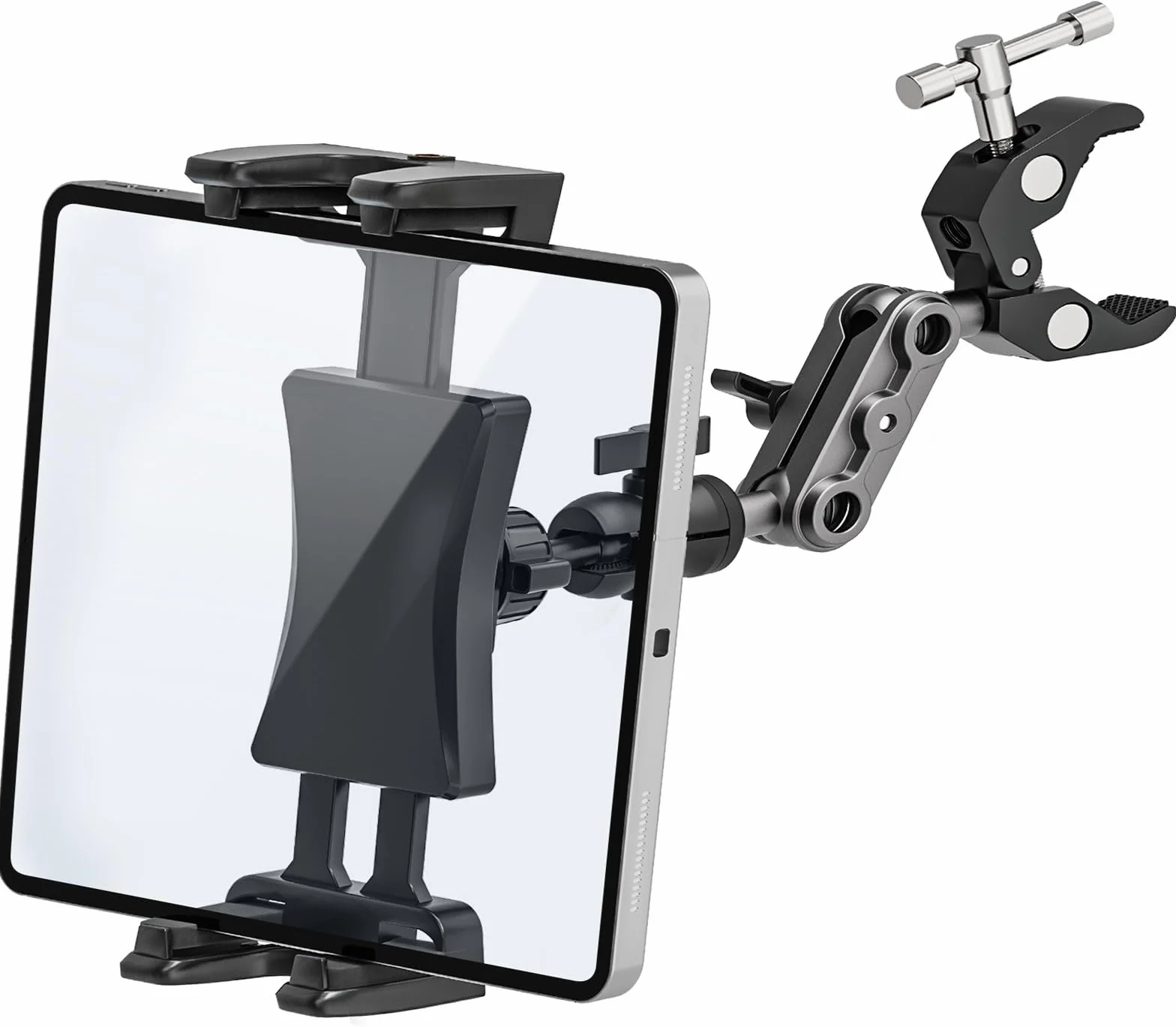 Tendak Soporte para iPad para Micrófono de Bicicleta Estática, Rotación 360° Ajustable Soporte Tablet para Cinta de Correr, Soport Table para iPad Pro Air Mini 4.7"-12.9" Tablet