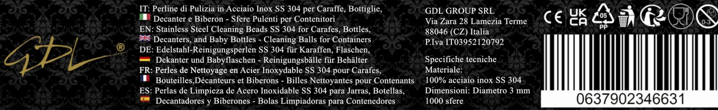 Esferas de Acero Inoxidable SS 304 para Limpieza de Botellas y Decantadores - Perlas Reutilizables
