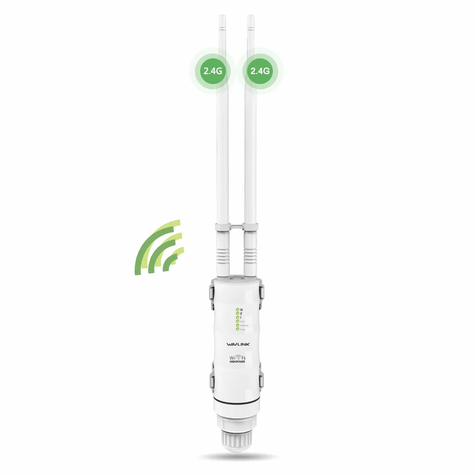 WAVLINK Repetidor WiFi Largo Alcance WiFi Exterior Potente, Amplificador Señal WiFi Antena WiFi Extender Wavlink N300 2.4G, Outdoor PoE Punto de Acceso WiFi, para Grandes Espacios Remotos