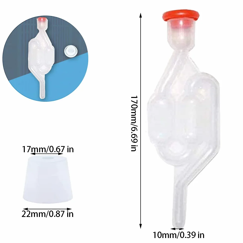 Airlock Fermentacion con Tapón, 3PCS Válvula de Escape de Fermentación para Vino