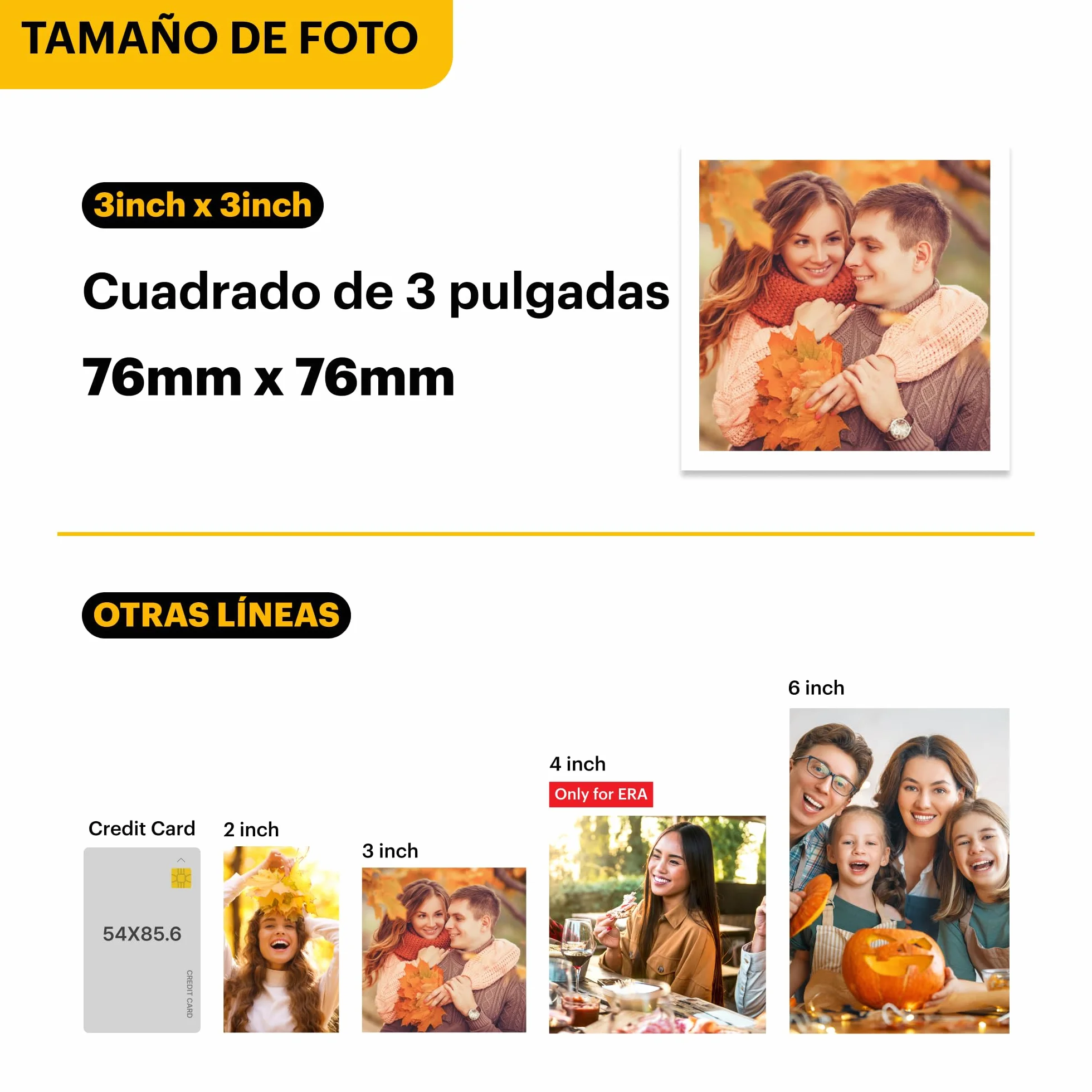 KODAK Mini 3 Retro 4PASS Impresora de Fotos Portátil (7,6x7,6cm) + 8 Hojas, Amarillo