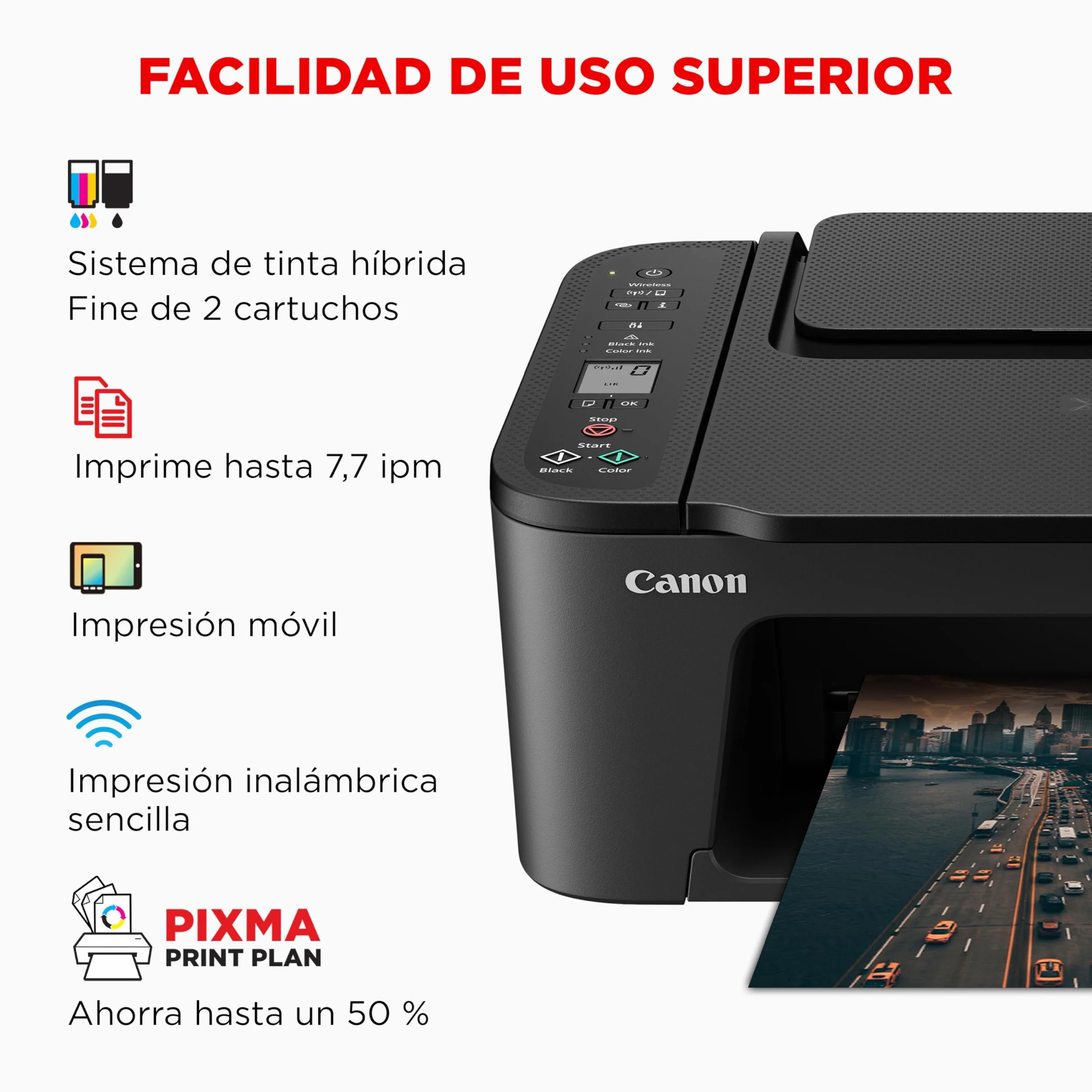 Canon Pixma TS3550i Impresora Multifunción 3 en 1, Sistema de Inyección de Tinta, Impresión, Escaneo y Copia, WiFi, Pixma Print Plant, Impresión Doble Cara, Impresión Fotográfica, Negro
