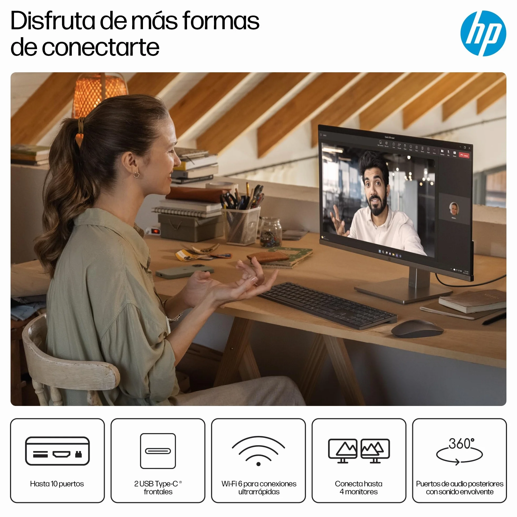 HP Ordenador de Sobremesa OmniDesk (AMD Ryzen 7 8700G, 16GB RAM, 1TB SSD, Gráficos AMD Radeon, FreeDOS) - Negro