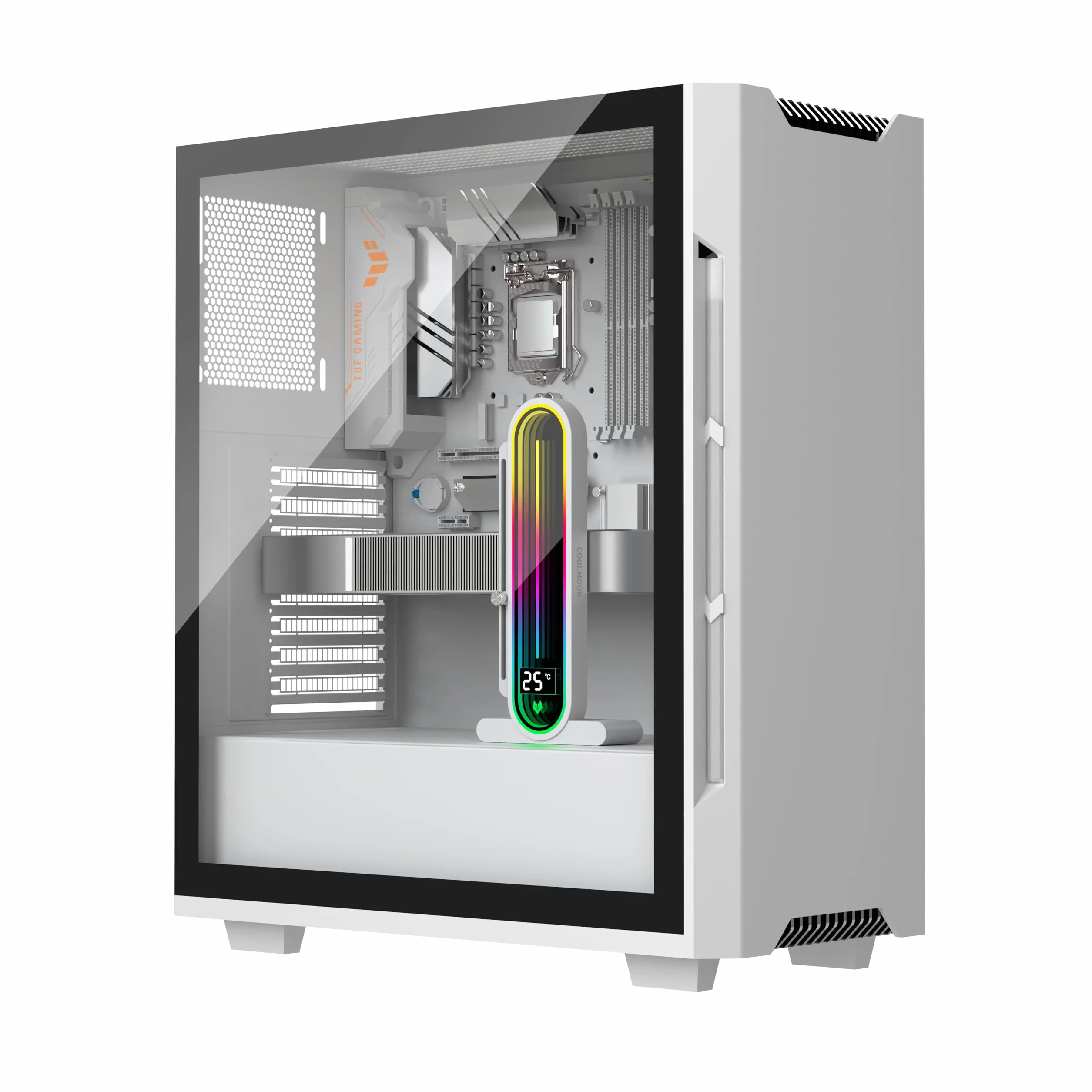 Soporte de GPU RGB Ajustable en Altura con Pantalla de Temperatura, Soporte de Tarjeta de Video de 5 V y 3 Pines, Soporte antihundimiento y Base magnética para Tarjetas gráficas de PC