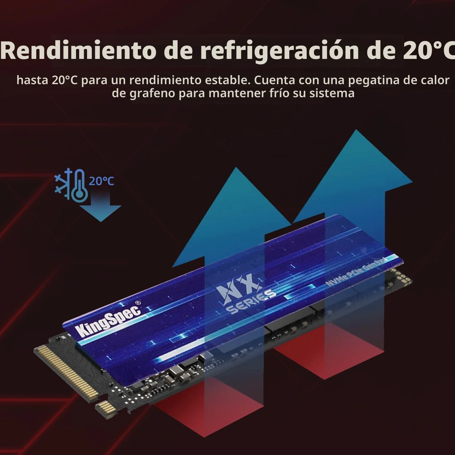 Kingspec NX Series Gen3x4 NVMe M.2 SSD de 1TB, hasta 3500 MB/s, Unidad Interna de Estado sólido 3D NAND Flash M2 2280, para Escritorio y portátil