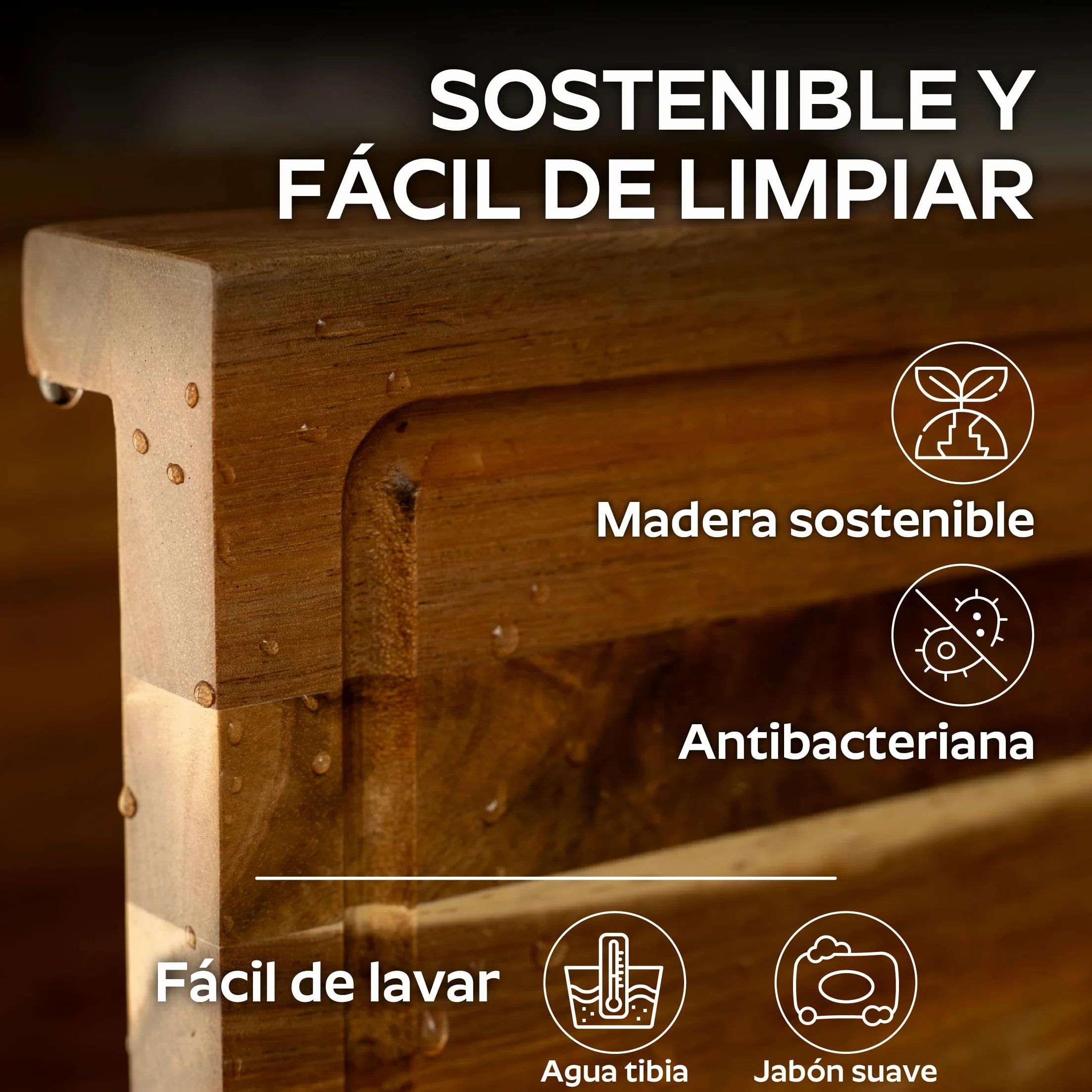 Tabla de Cortar Madera de Acacia con Afilador Integrado 35x25 cm Antideslizante