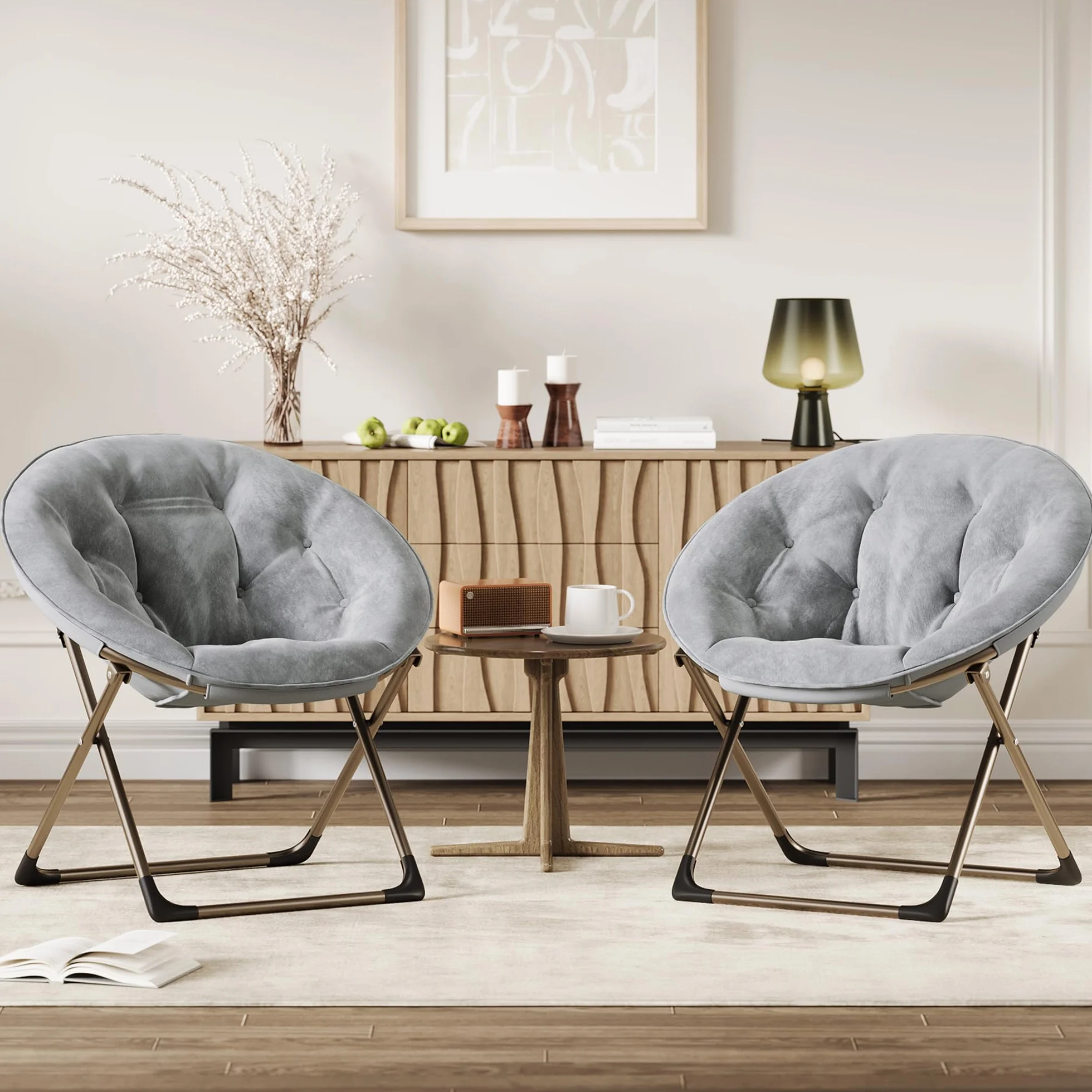 Silla Plegable Tipo Flor para Adultos con Cojín de Algodón y Estructura Metálica