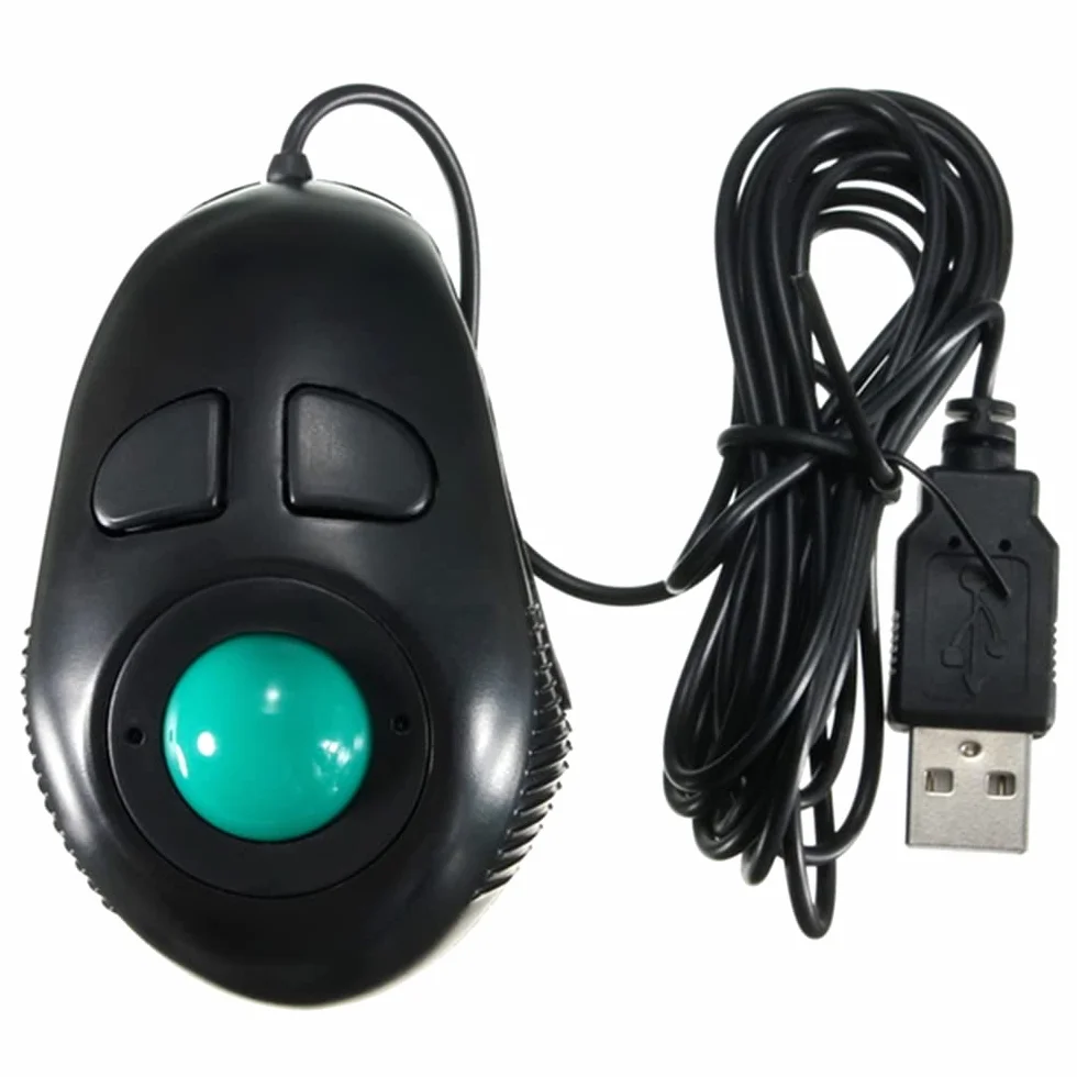 Portátil Dedo Mano 4D Alimentado por USB Mini ratón trackball Ergonómico USB con Cable, Ordenador Viaje con Dedo, Ratones para diestros y Zurdos Ratones cableados Control de Pulgar para PC portátil