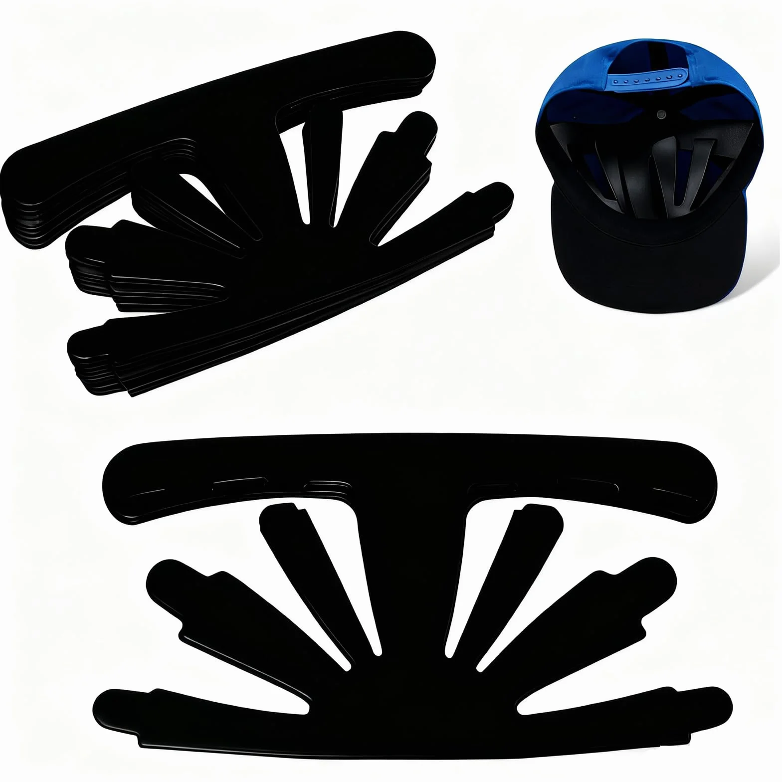 24 Piezas Soporte Interior para Gorra Béisbol, Moldeadores Sombrero, Inserciones de Gorra de Béisbol, Inserto de Fieltro para Gorras Apto para La Mayoría de Tipos de Gorras de Béisbol (Negro)