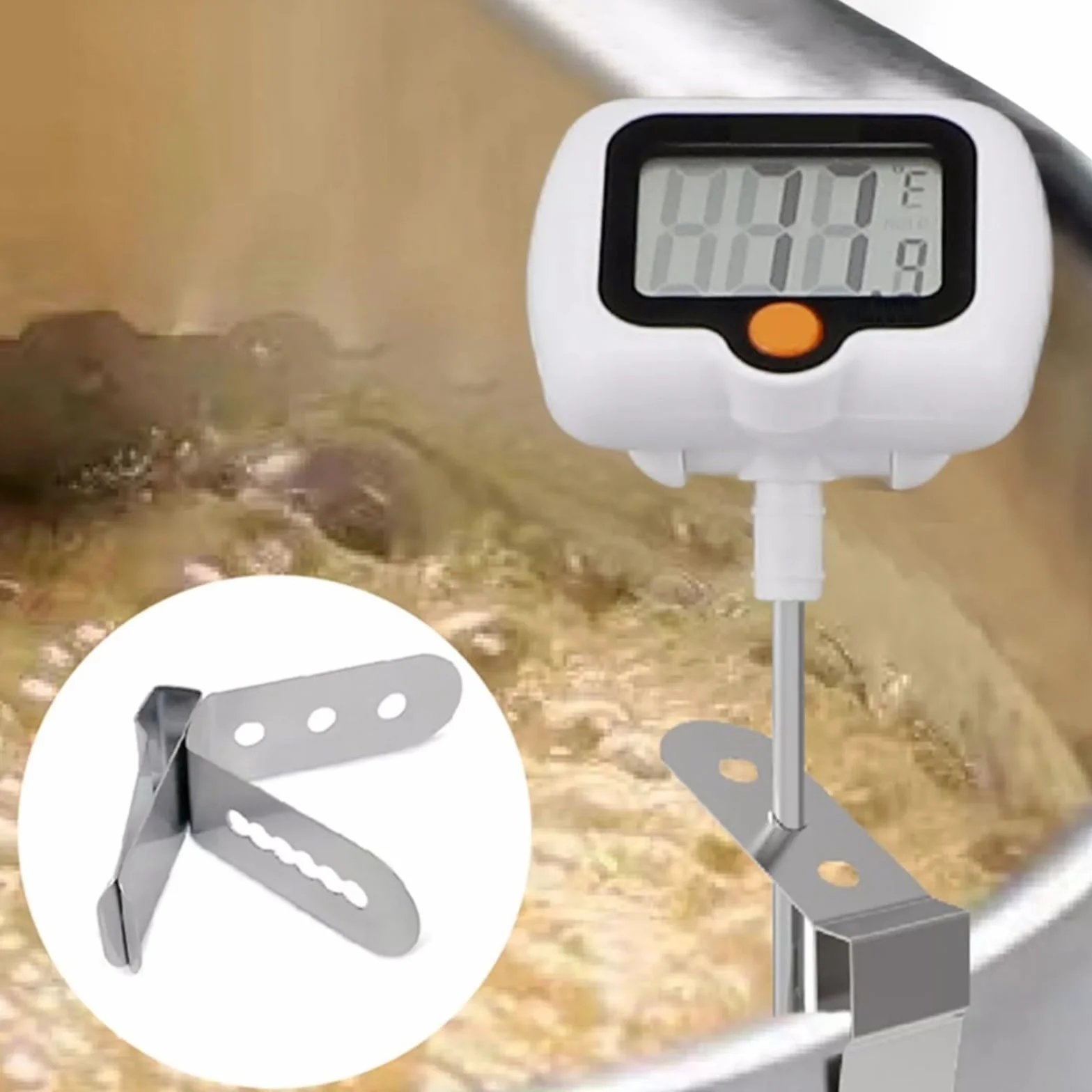 Termómetro digital para dulces de acero inoxidable con clip de olla, 5,2 cm