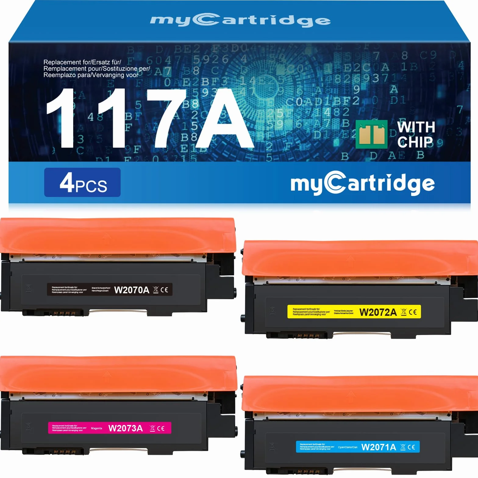 myCartridge 117A Toner (con Chip) Sostituzione di Tóner HP 117A Compatible de HP Color Laser MFP-178NW MFP-179FNW 150NW 150A (Negro/Amarillo/Cian/Magenta)