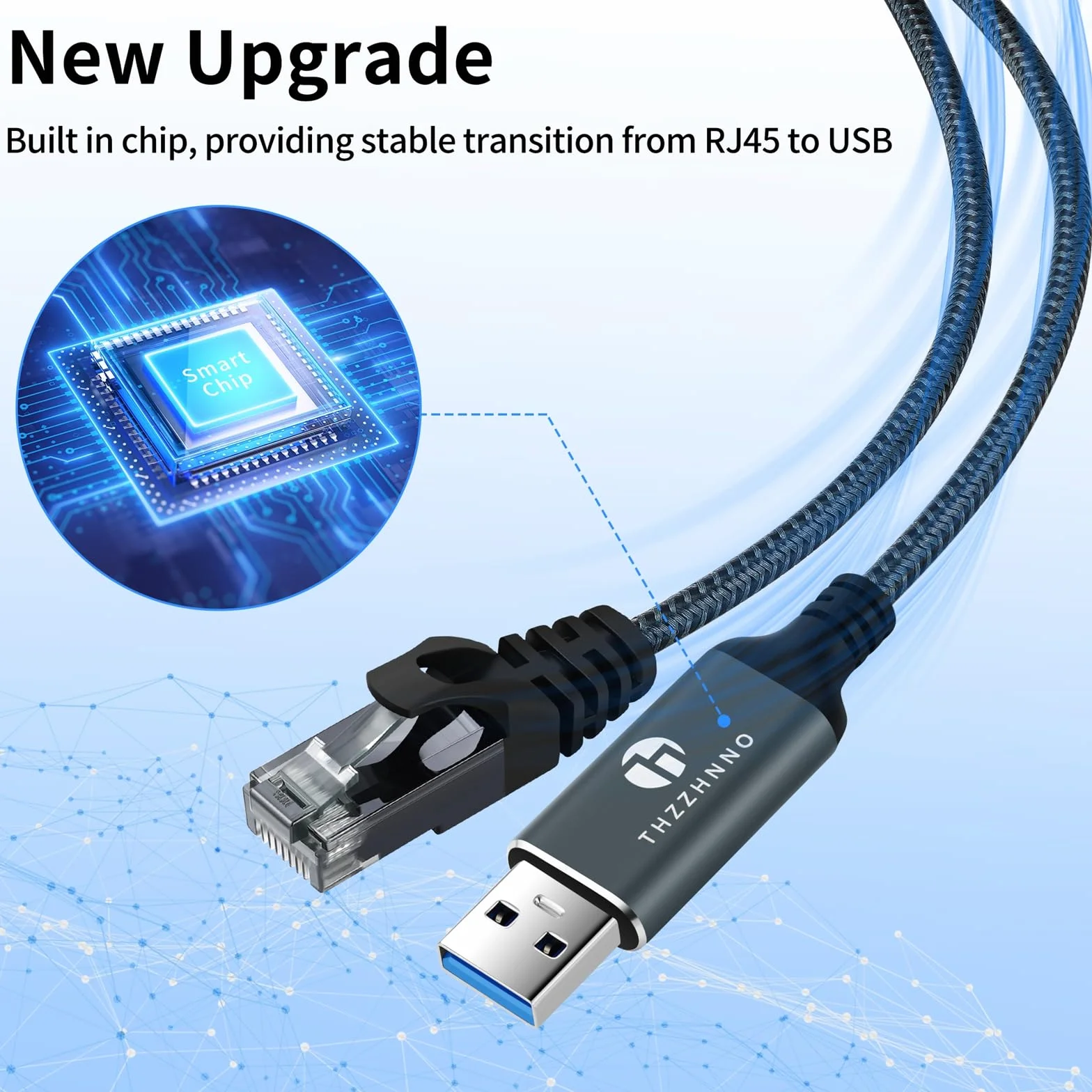 Adaptador USB a Ethernet 1M, USB 3.0 A a RJ45 Macho, Cable Gigabit LAN conectado directamente, Compatible con laptop, PC, MacBook, Switch, Windows, MacOS, Linux