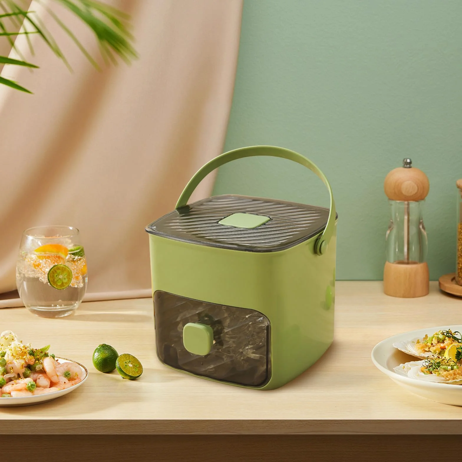 Máquina portátil de hacer hielo 48 cubos liberación rápida asa cajón almacenamiento