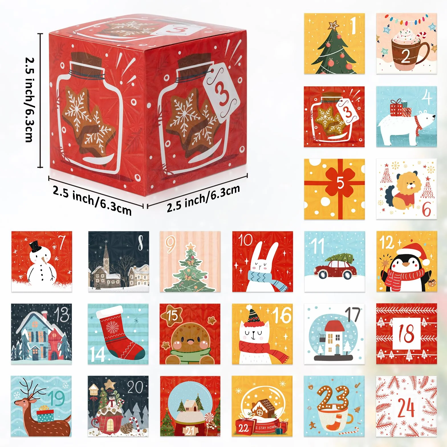 Calendario de Adviento DIY Vacío con Números 24 Cajas Personalizable Navidad 2025