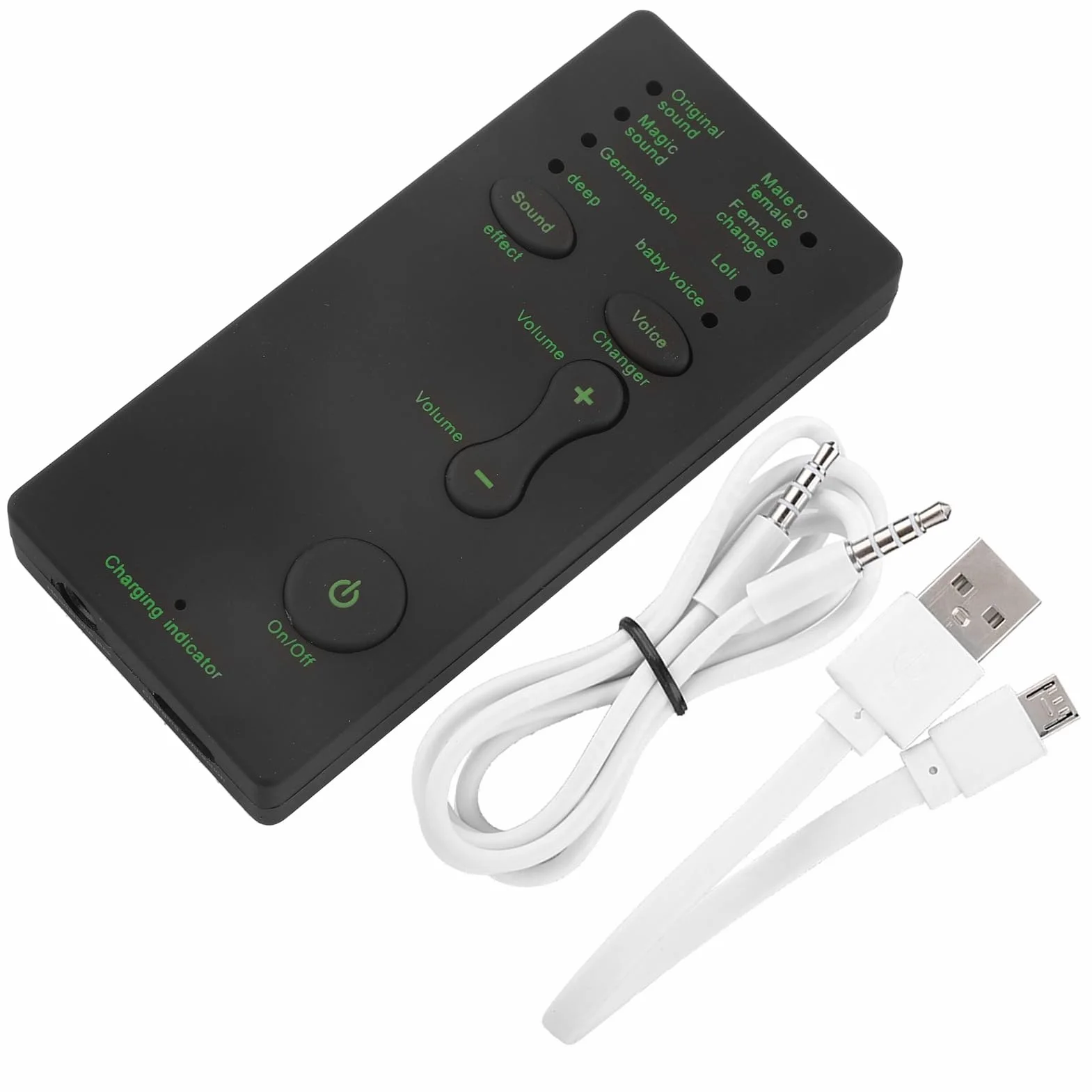 Yunir Cambiador de Voz, Mini Tarjeta de Sonido Externa Teléfono móvil Dispositivo portátil de Cambio de Voz en Tiempo Real con Cable de 3,5 mm, para teléfono móvil, PC (versión en inglés)