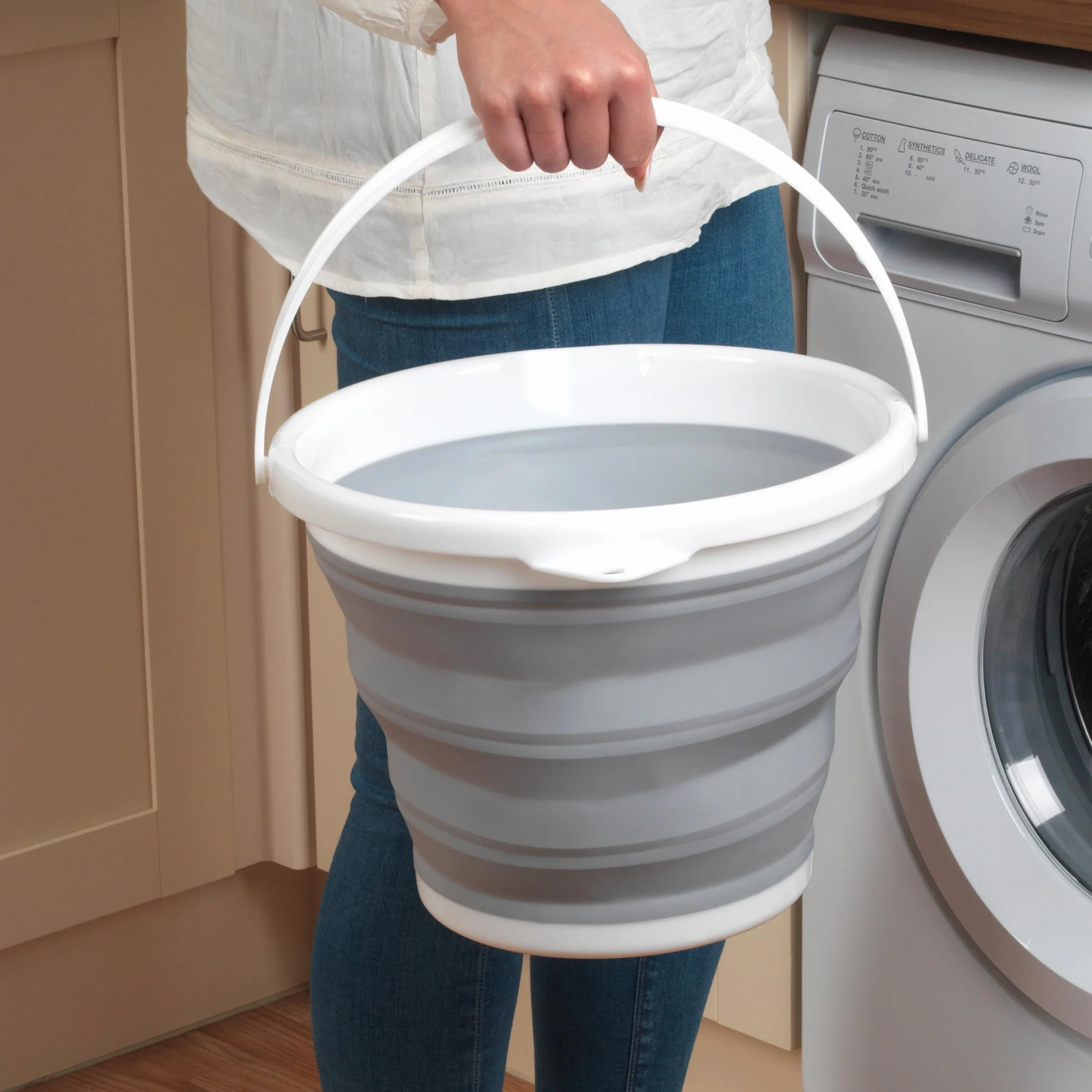 Beldray Cubo Plegable 10 litros Gris Práctico Resistente Ahorra Espacio