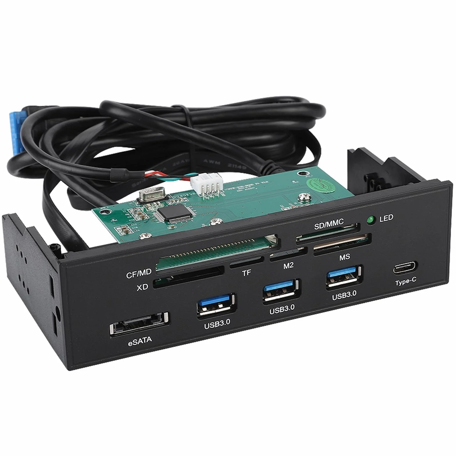 Lector De Tarjetas Interno, Interfaz USB 3.0 De 5,25 Pulgadas PC Panel Frontal Lector De Tarjetas Interno Concentrador Lector De Tarjetas Todo En Uno M2 SD MS XD CF TF Tarjeta Para Caja De Computadora