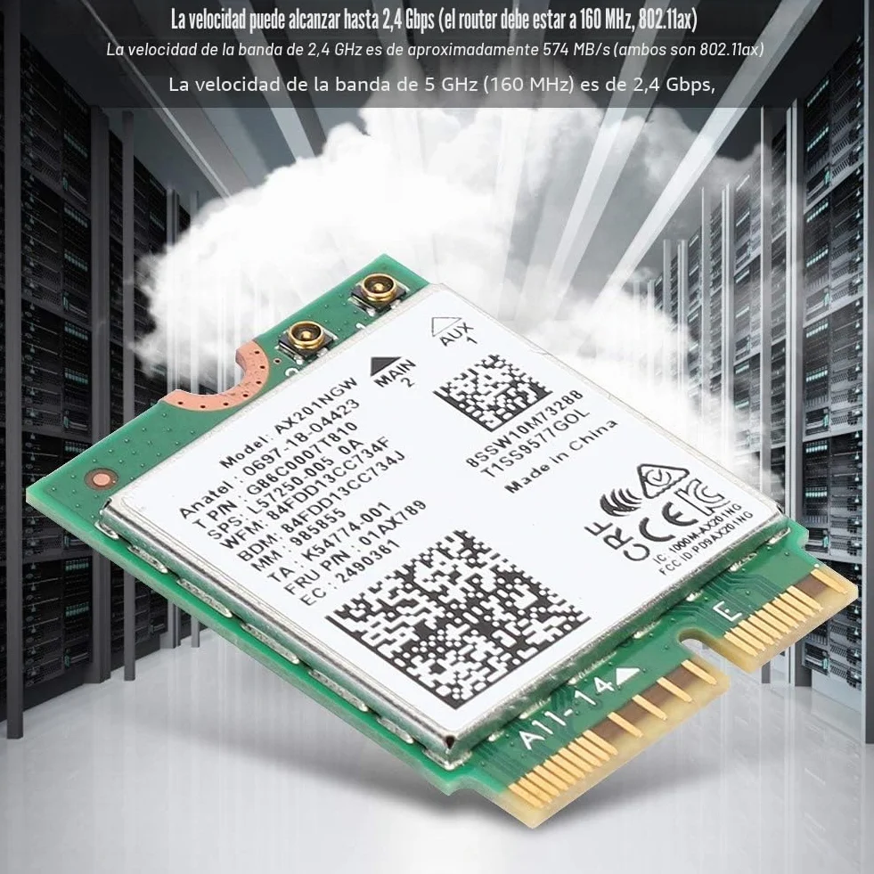 Annadue Tarjeta WiFi AX201NGW, Tarjeta Inalámbrica WiFi 6 para 10 X 64 bits, Tarjeta de Red Inalámbrica Bluetooth 5.2 con Interfaz 6 Gigabit 2400M M.2.CNVio2