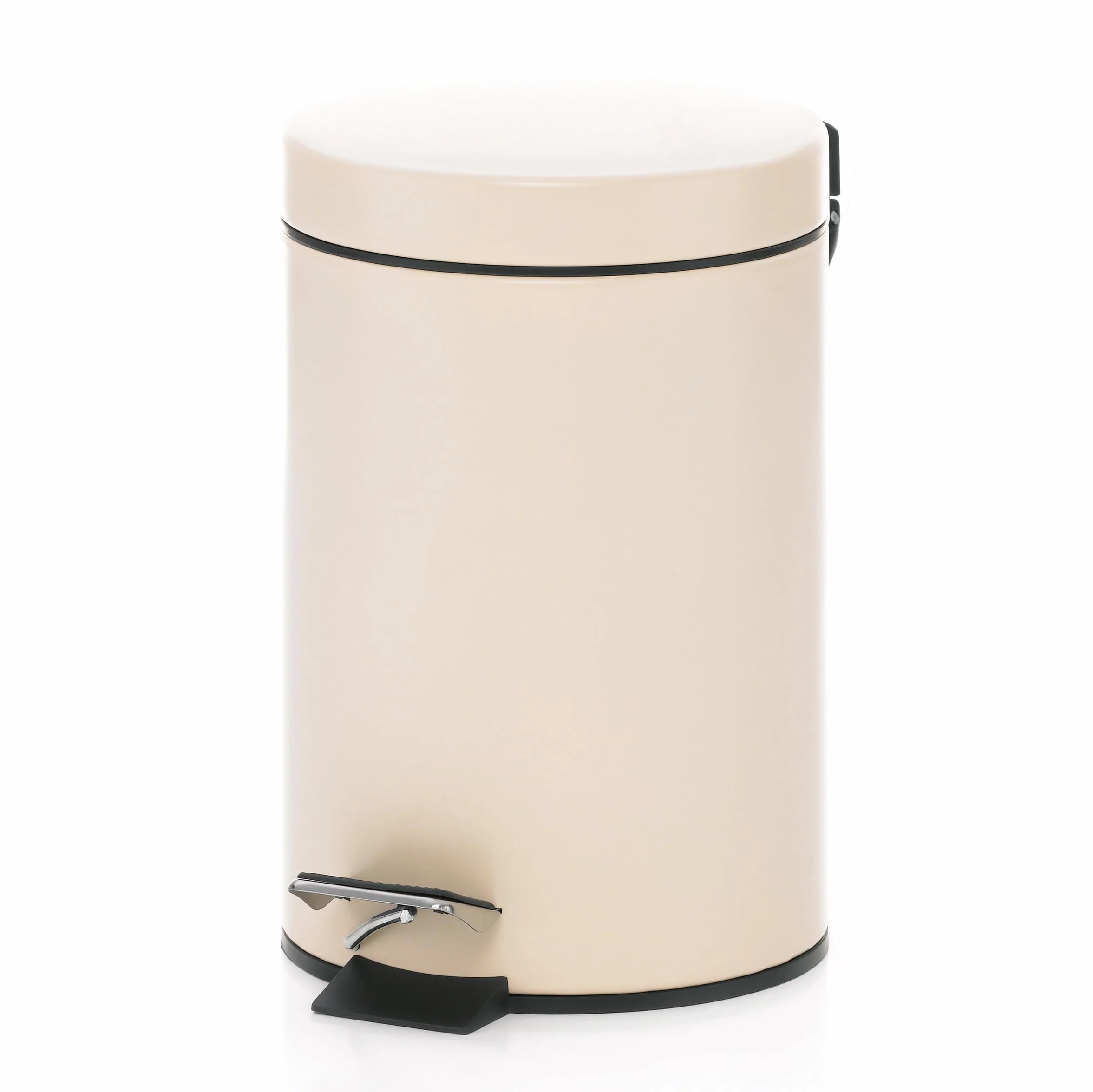 kela Cubo para cosméticos beige 3 l, cubo de basura metálico con pedal para baño, cubo de basura para baño con cubo interior y asa de transporte, MONACO, cubo de basura beige mate