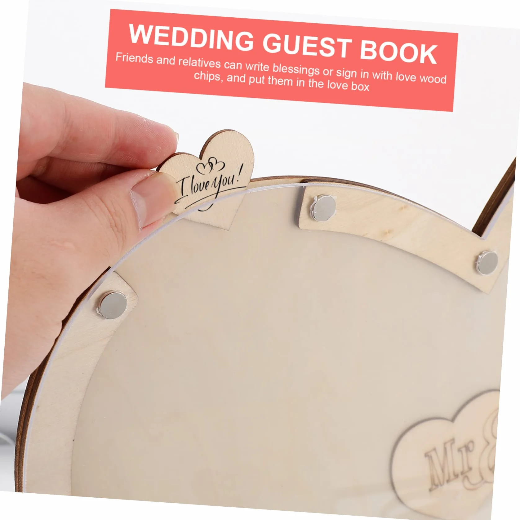 COLLBATH Letrero de Libro de Visitas de Boda Decoración en Forma de Corazón Personalizado para Baby Shower
