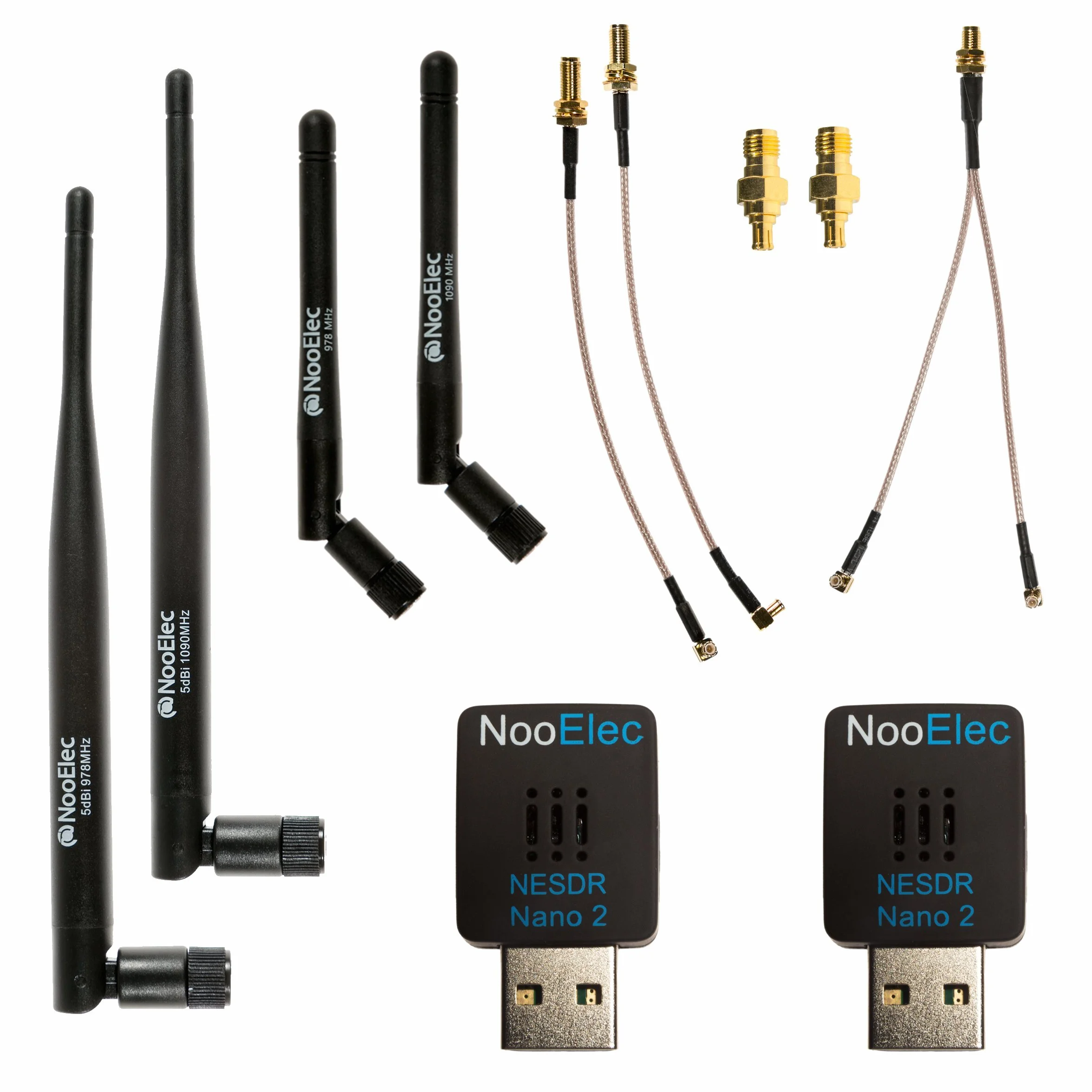 NESDR Nano 2 Paquete de Doble Banda ADS-B; Compatible con Stratux, Avare, Foreflight, FlightAware y Otras Aplicaciones ADS-B. 2 SDR, 4 antenas 978MHz (UAT) y 1090MHz (ADSB) & Adaptadores y Cables
