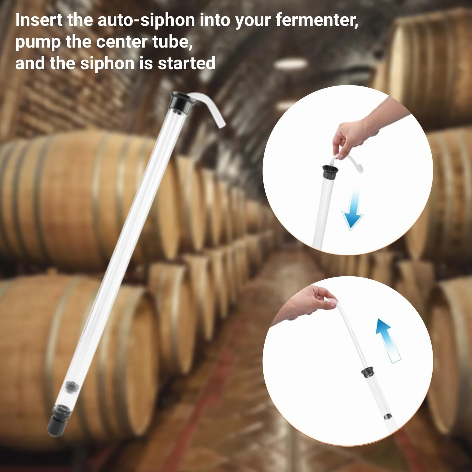 Sifón de Trasvase para Vino y Cerveza 35cm - Tubo de Transferencia sin Sedimentos