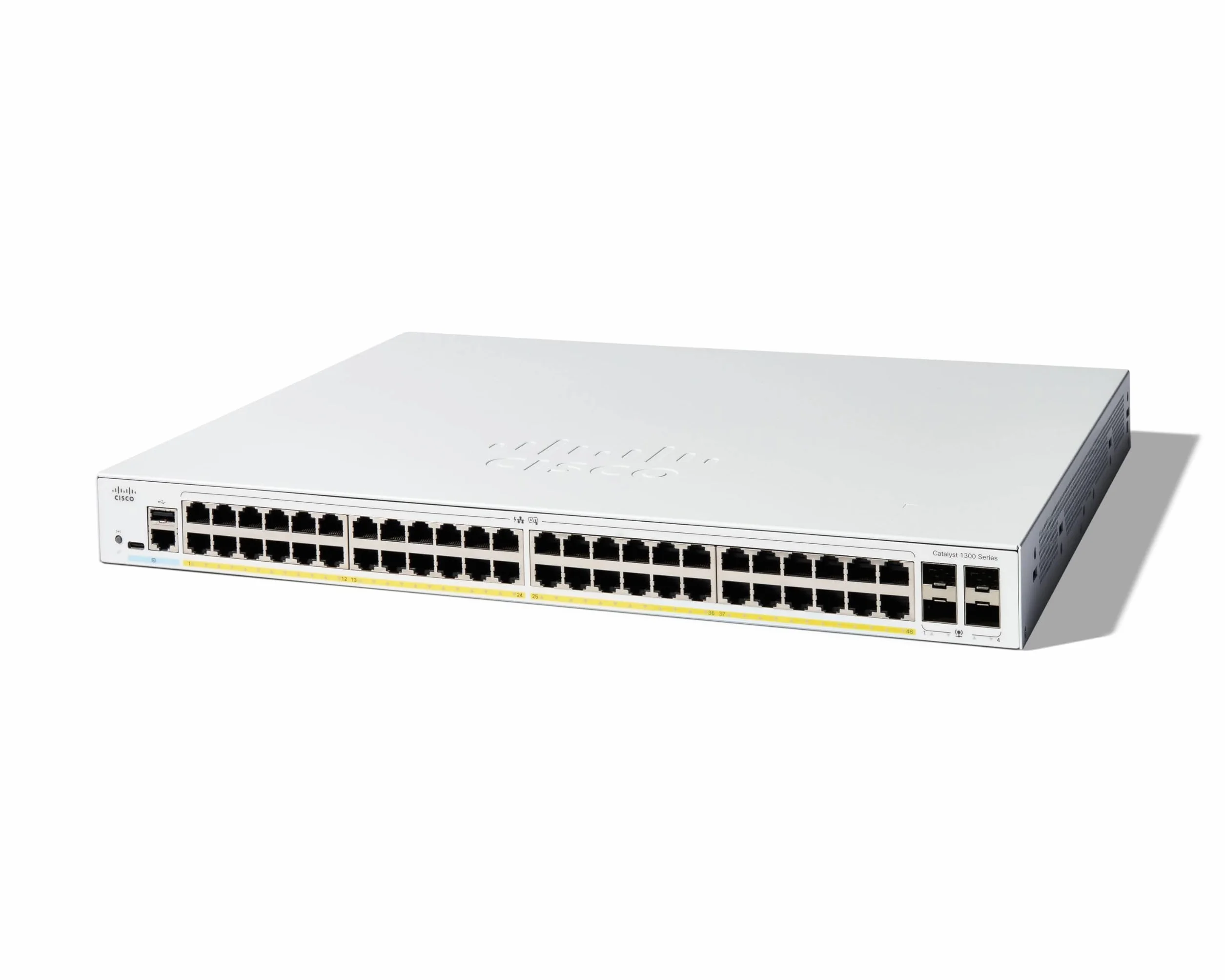 Cisco Switch gestionado Catalyst 1300-48P-4G, GE de 48 Puertos, PoE, SFP GE 4x1, protección Limitada de por Vida (C1300-48P-4G)