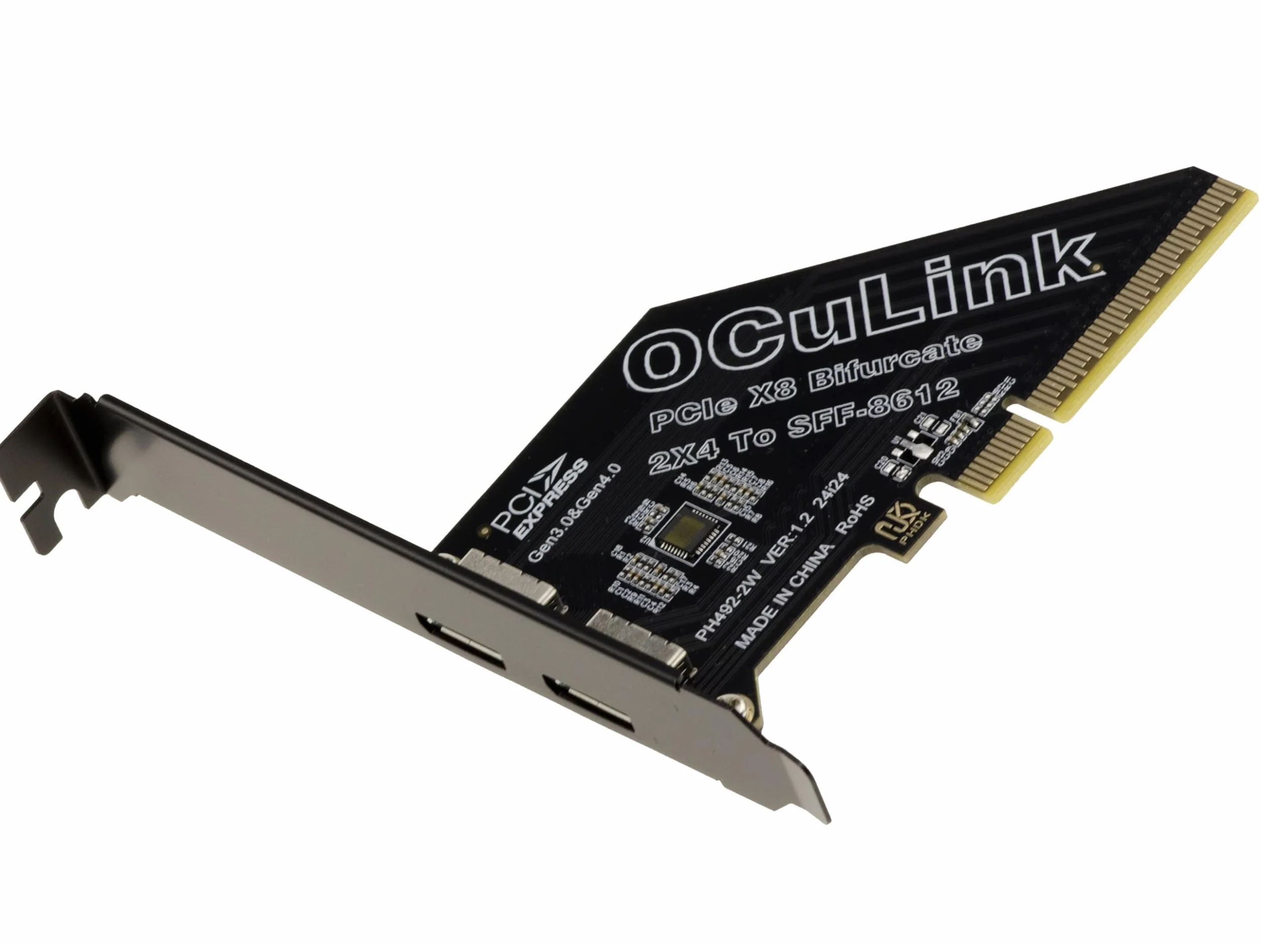 Kalea-Informatique - Tarjeta controladora PCIe Gen 4.0 x8 a 2 Puertos Oculink SFF-8612 SFF-8611 para Placa Base con Modo bifurcación