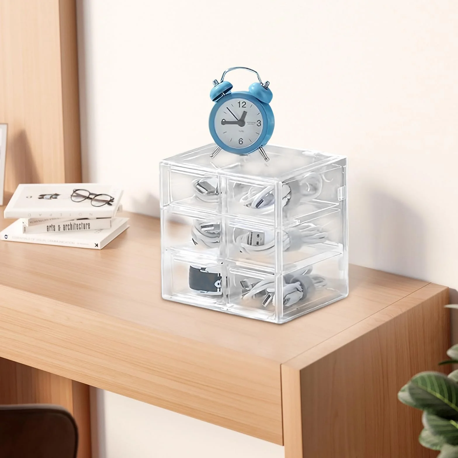 Cajoneras Plástico Almacenaje Escritorio 6 Cajones Transparente Extraíbles Organizador Cosméticos Joyería