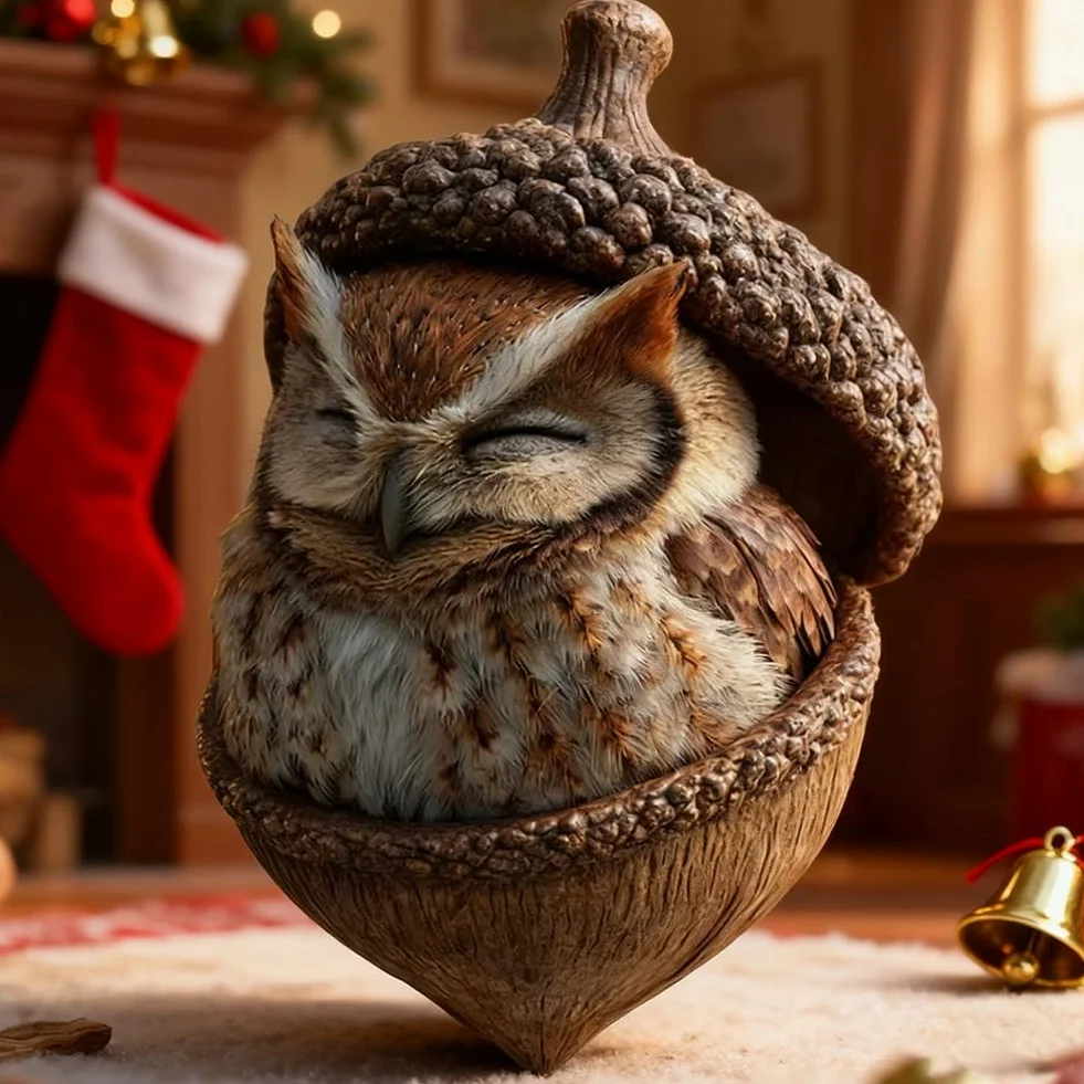 Adornos Navideños de Bellotas con Animales del Bosque 2D Acrílicos