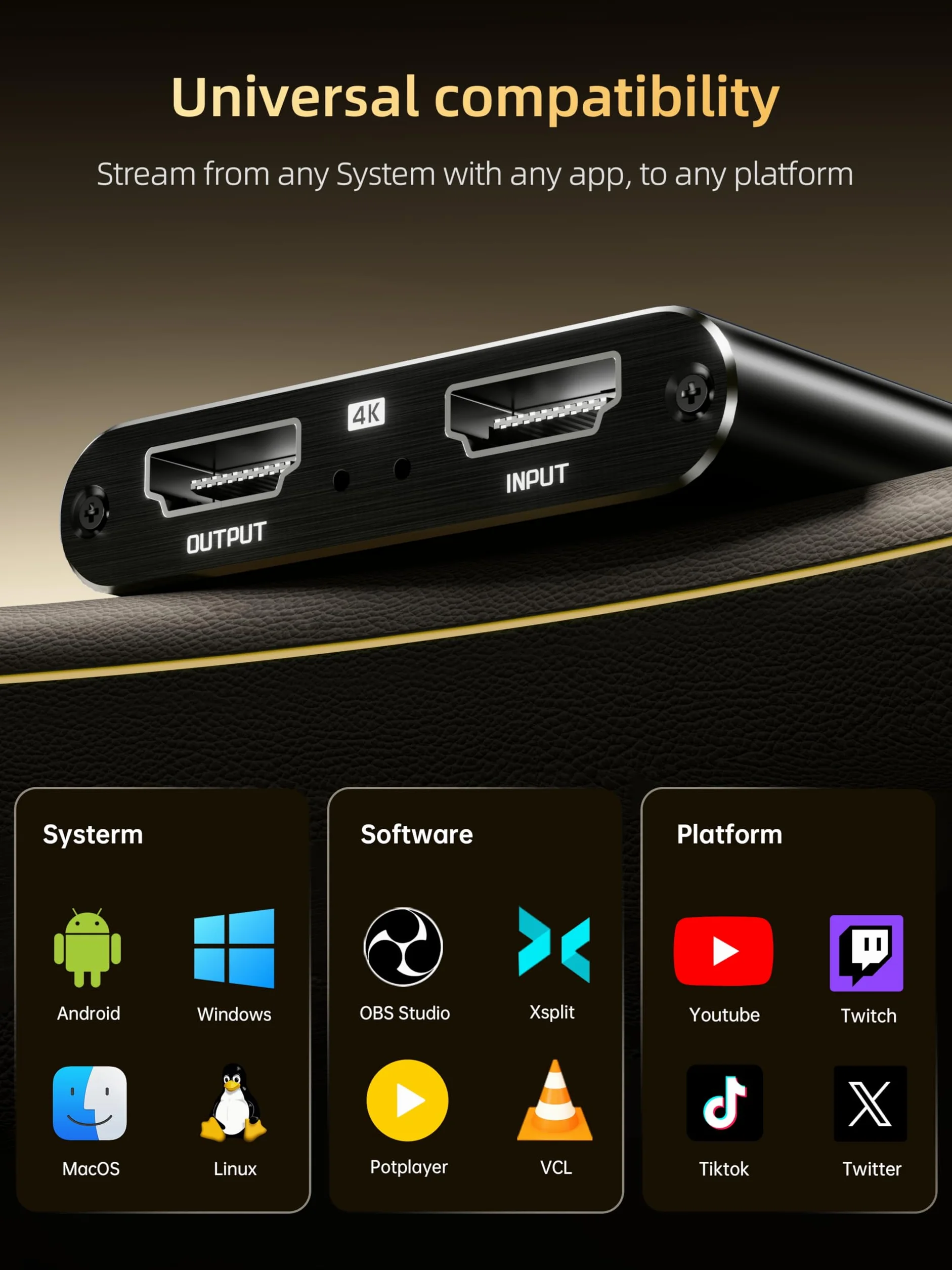 Tarjeta de captura HDMI, USB 3.0 1080P 60FPS tarjeta de captura de video con bucle HDMI y entrada de micrófono, captura de juego de baja latencia para transmisión, compatible con PS5/PS4/Xbox