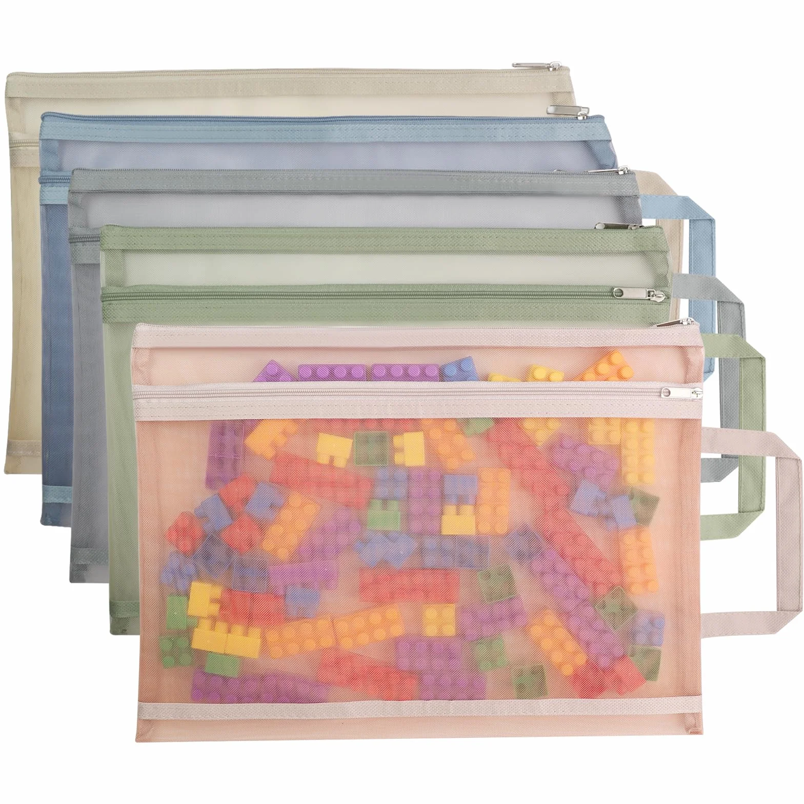 Bolsa de Malla Transpirable A4 5PCS Organizador Multiusos Cremallera y Asa para Documentos